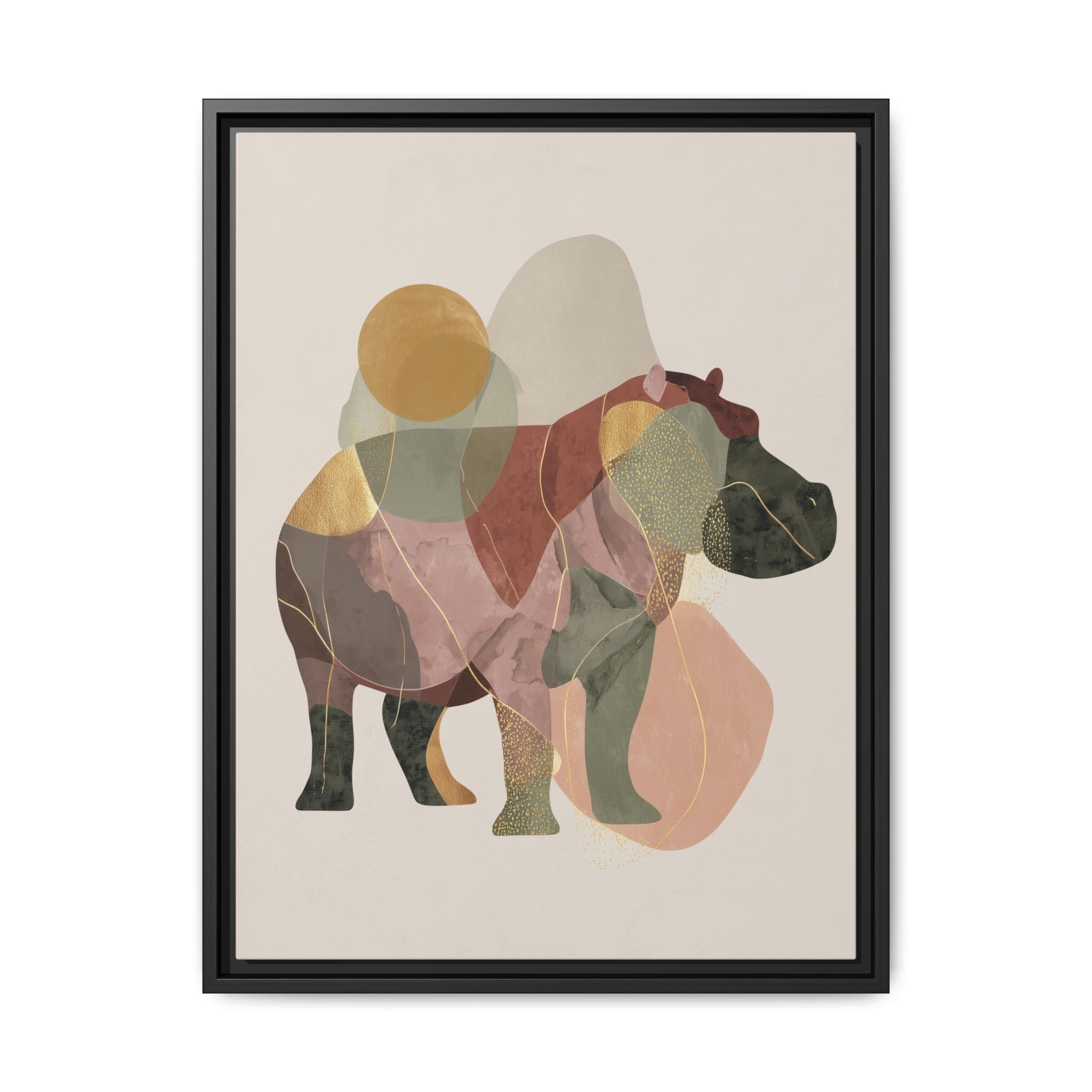 Fragmented Hippopotamus: Geometric Abstract Art, Minimalist Animal Portrait   |  Personalized & Custom Orders Available