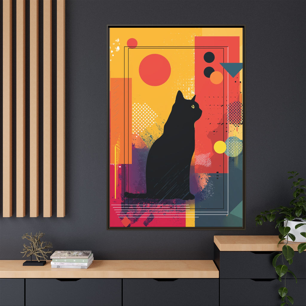 Feline Geometry Framed Print: Abstract Cat Silhouette, Retro Digital Design   |  Personalized & Custom Orders Available