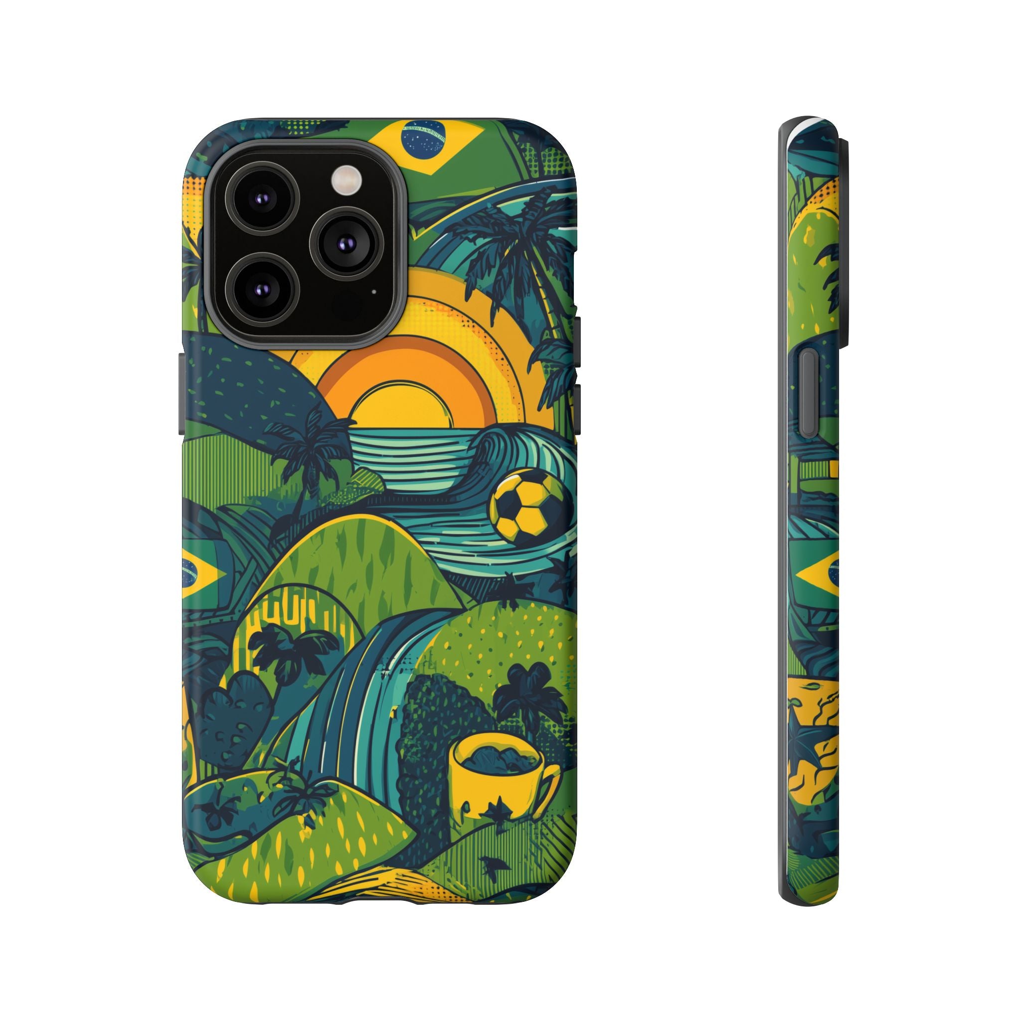 Brazil Tough Cases: Sporty Tropical Phone Case, Fun Beach Vibe Phone Accessory, Summer Travel Gift, Colorful Phone Cover, Casual Style Tech