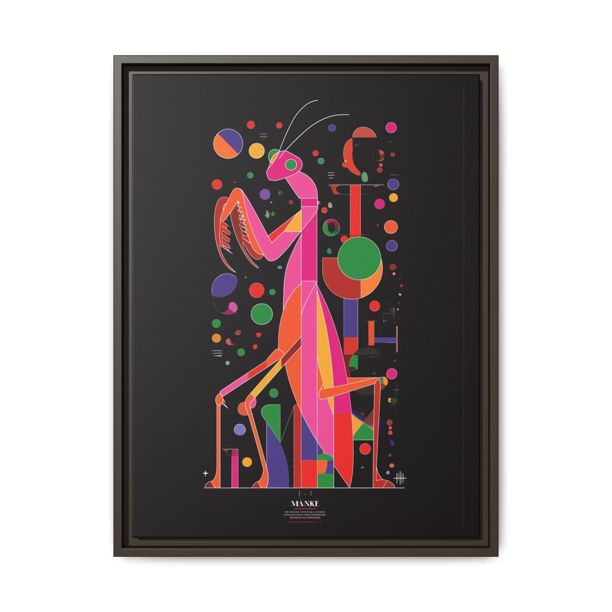 Mantis Geometrica Framed Print : Cubist Insect Design, Vibrant Graphic Poster Art   |   Custom Orders Available