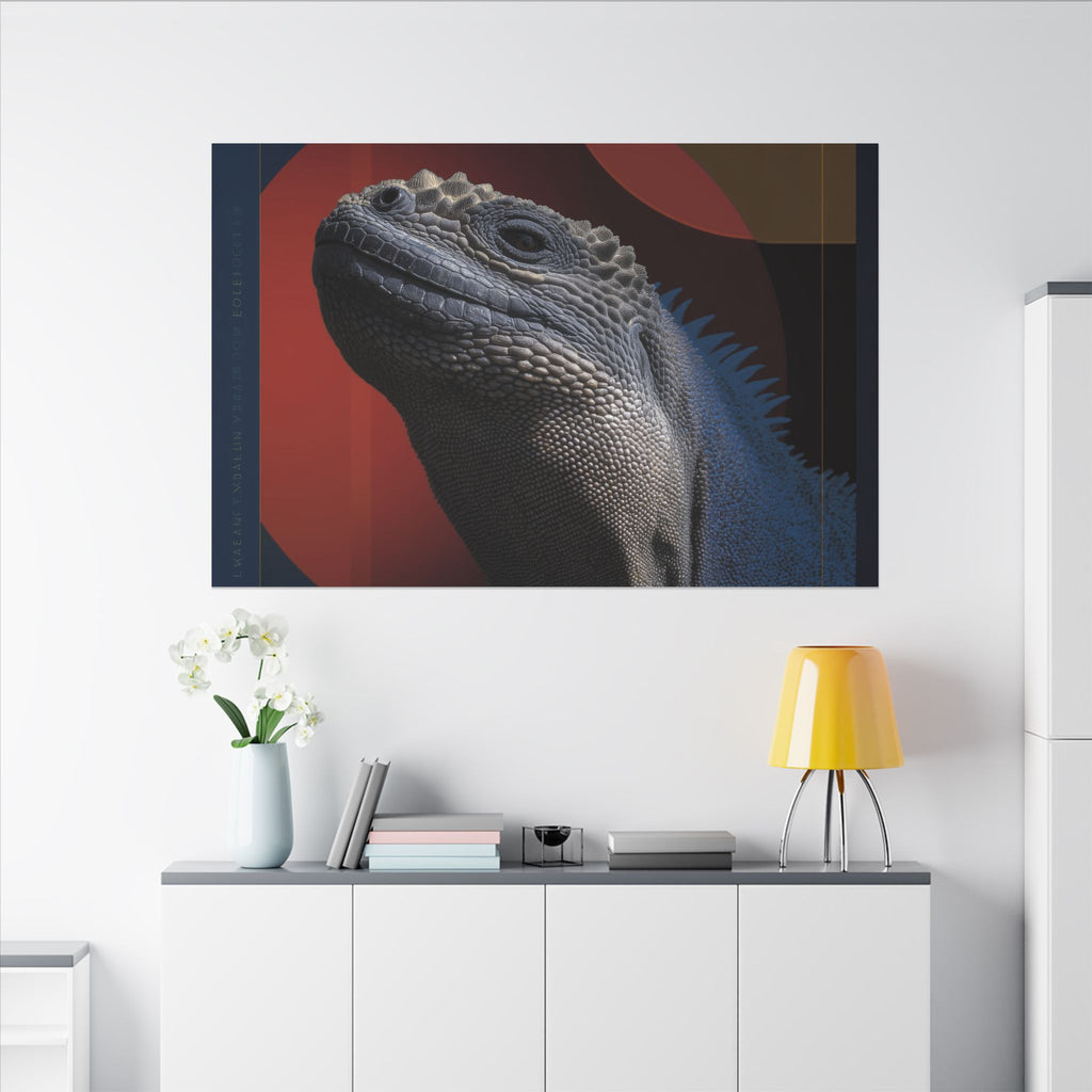 Marine Iguana Canvas: Reptilian Portrait, Digital Naturalism   |    Custom Orders Available