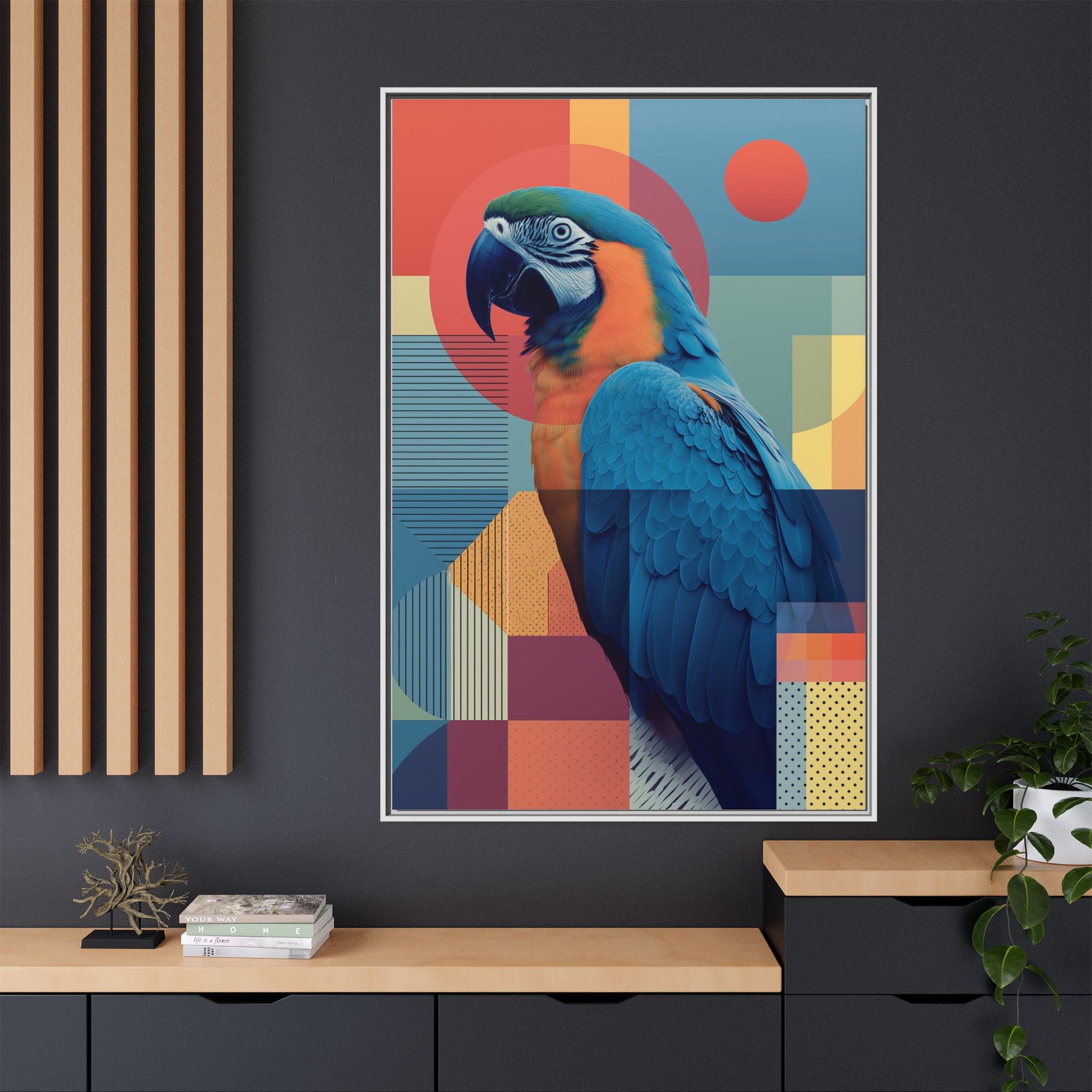 Geometric Macaw: Prismatic Wildlife Fusion, Modern Abstract Composition   |    Custom Orders Available