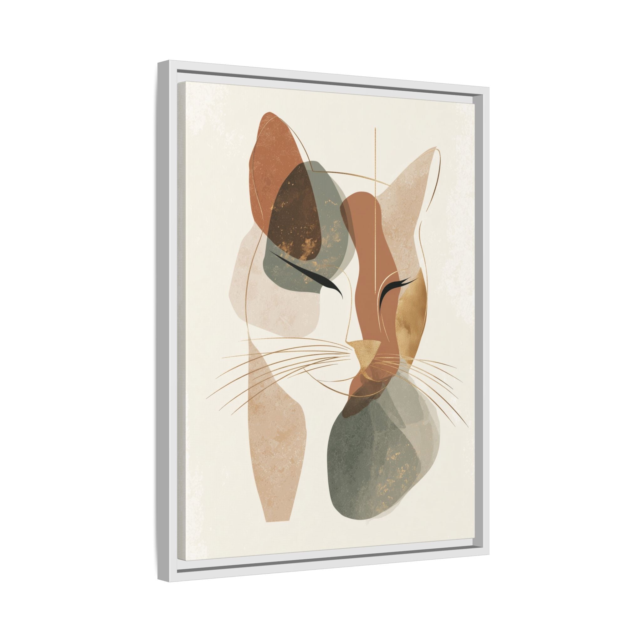Feline Geometry: Abstract Cat Portrait, Minimalist Earth Tones   |  Personalized & Custom Orders Available