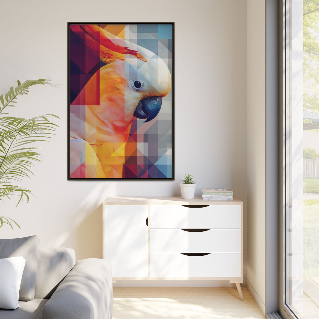 Prismatic Cockatoo Framed Print: Geometric Portrait, Digital Mosaic Artwork   |  Personalized & Custom Orders Available