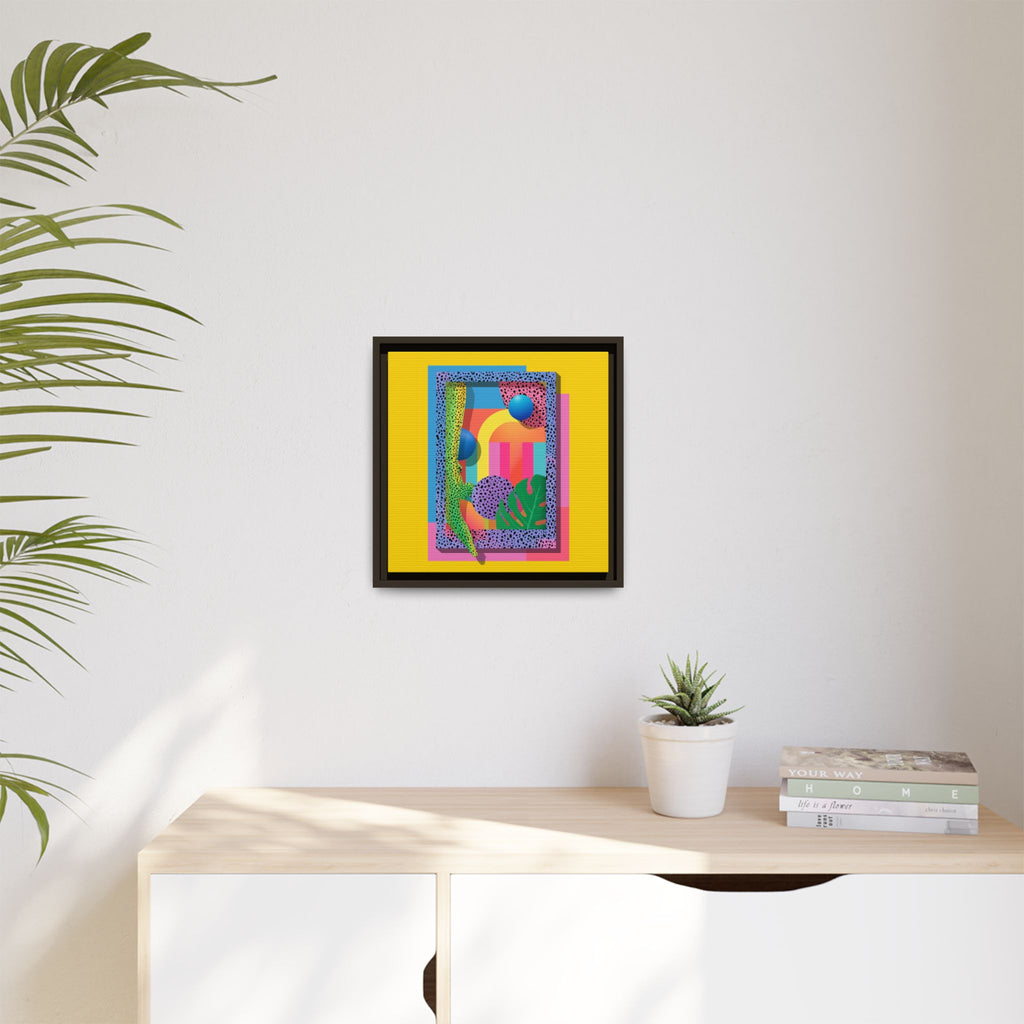Geometric Rhythms: Abstract Layers of Color, Dimensional Shapes and Tropical Elements, Vibrant Modern Art Composition   |   Custom Orders