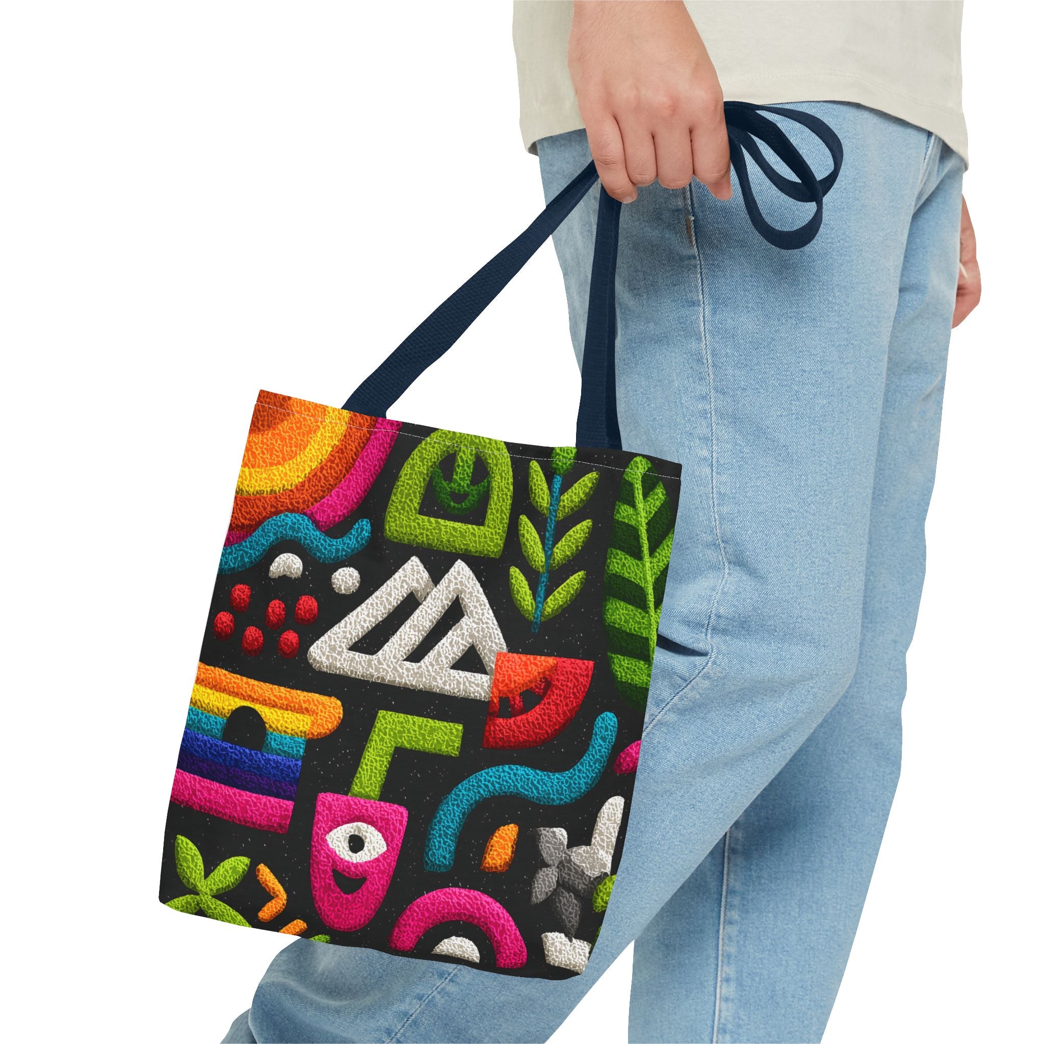 Colorful AOP Tote Bag, Vibrant Art Tote, Eco-Friendly Shopping Bag, Trendy Beach Bag, Unique Gift for Art Lovers