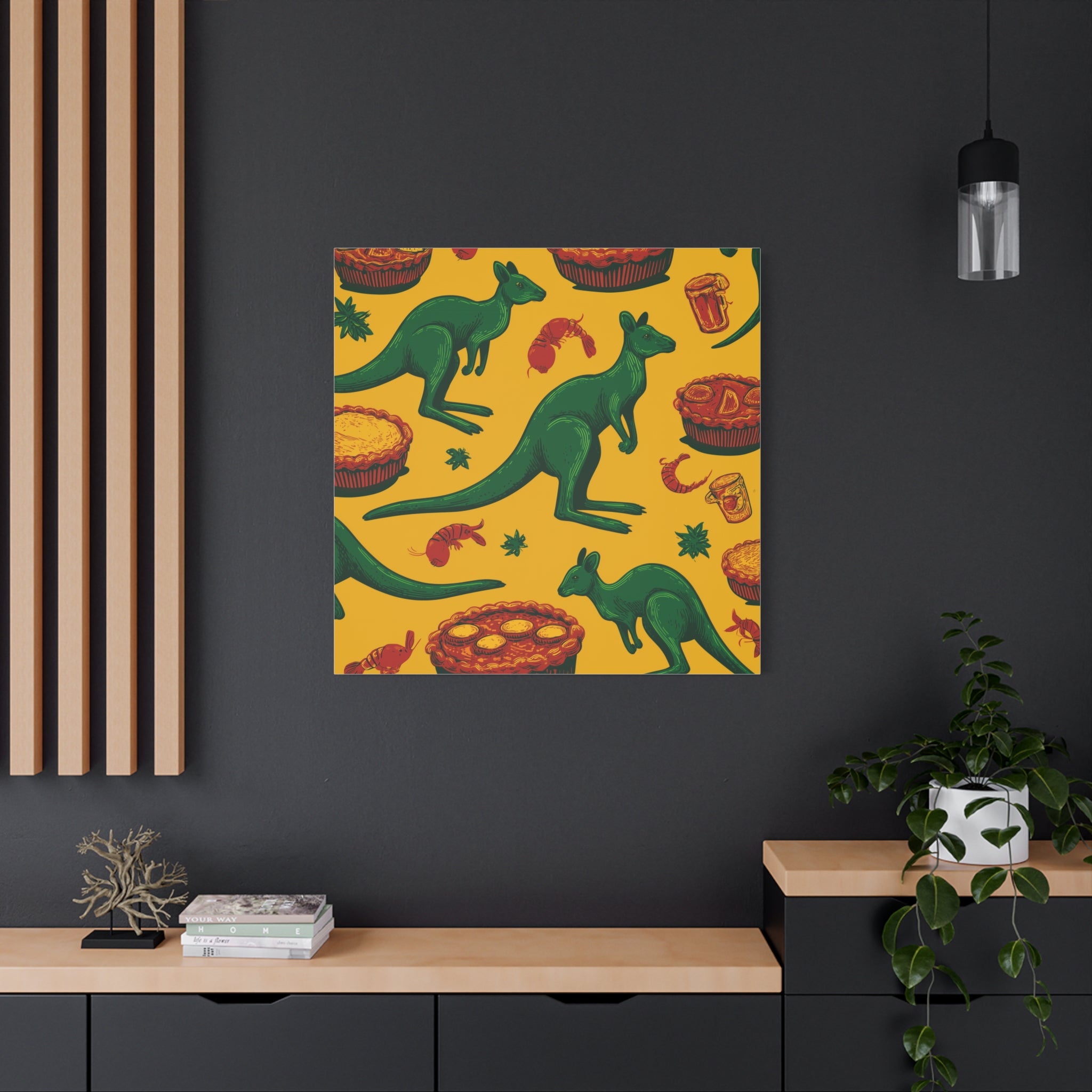 Kangaroo Canvas Wall Art, Vibrant Animal Decor, Unique Gift for Nature Lovers, Fun Kitchen Wall Hanging, Australian Themed Art