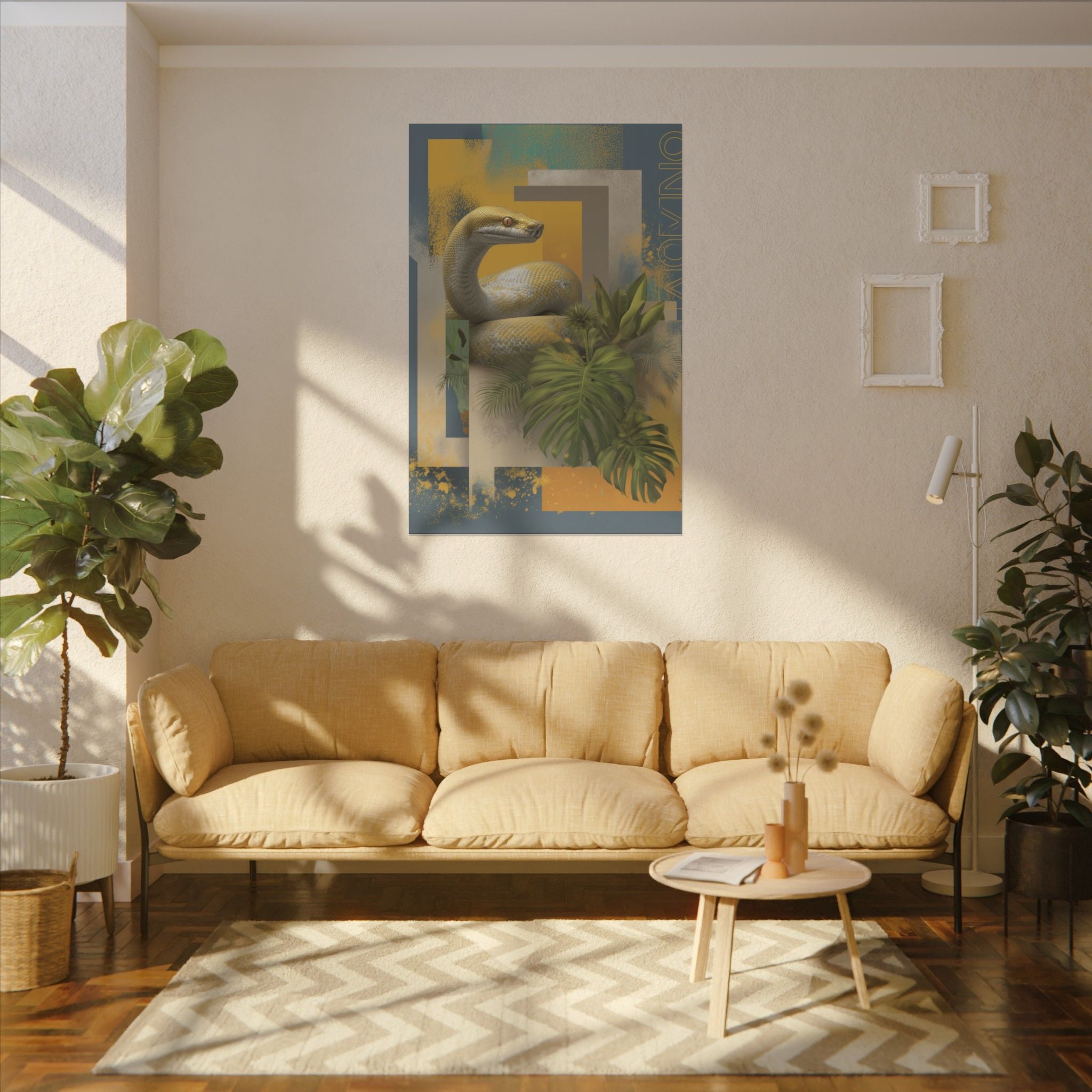 Serpentine Geometry: Tropical Digital Illustration, Modern Nature Composition   |    Custom Orders Available