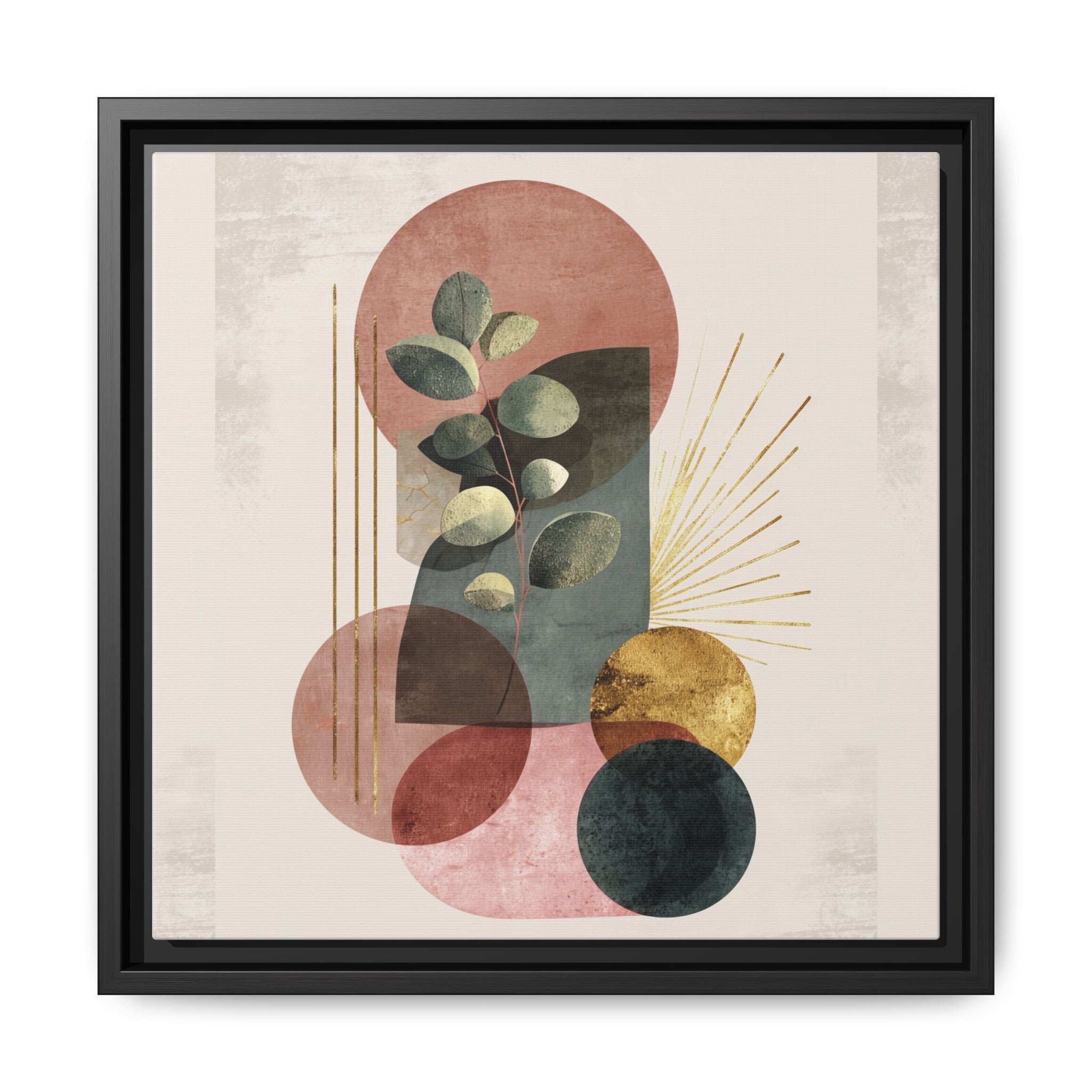 Botanical Geometric Symphony: Eucalyptus Harmony, Metallic Intersections, Modern Earth Tones   |   Custom Orders Accepted