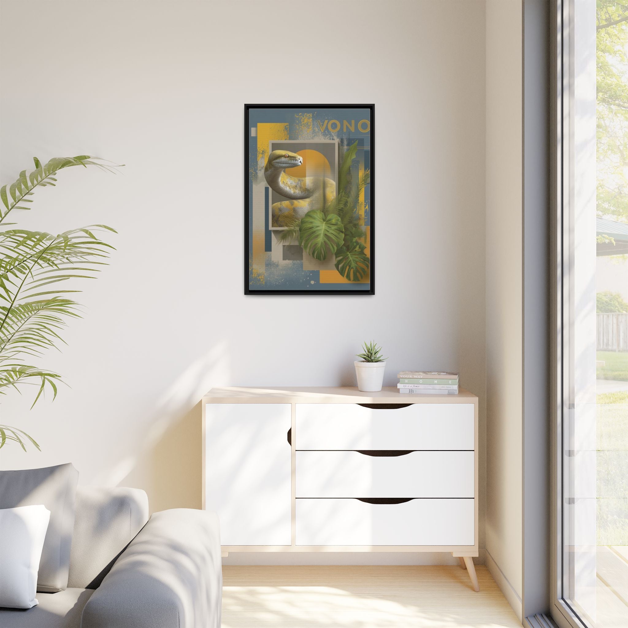 Serpent of Geometric Dimensions: Tropical Vono Design, Abstract Wildlife Art   |  Personalized & Custom Orders Available