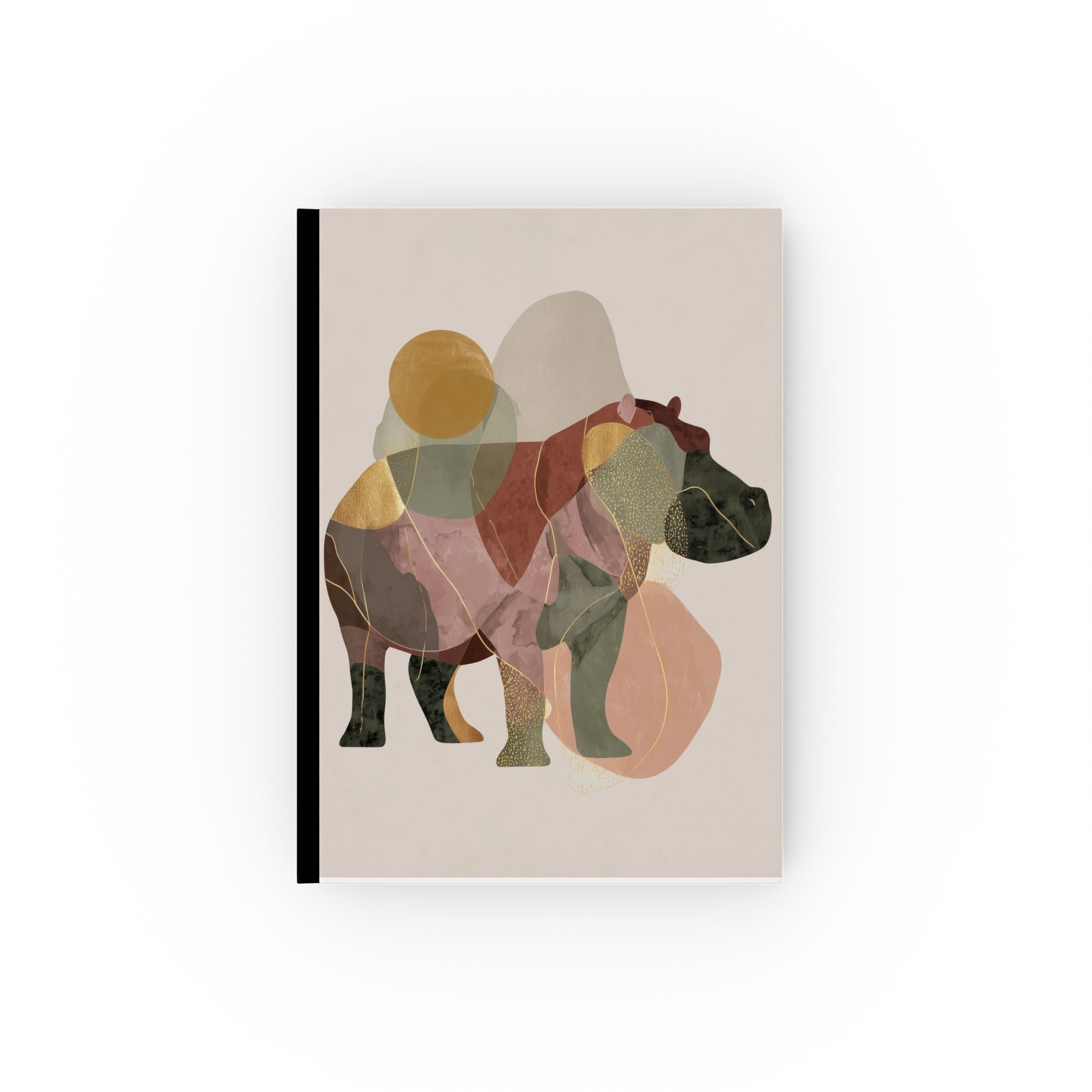 Geometric Hippo Journal: Abstract Animal Art, Contemporary Watercolor Minimalism Personalized Journal   |