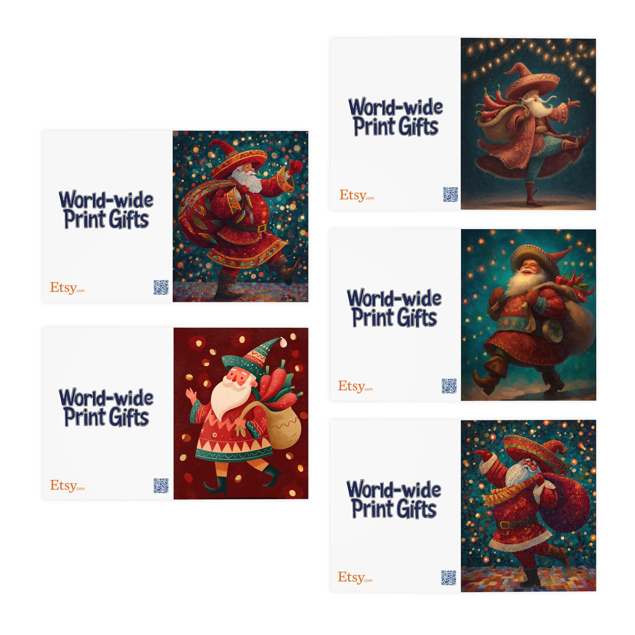 Christmas Mexican Spicy Santa Claus Greeting Cards, 5-Pack, Holiday Note Cards, Festive Xmas Stationery, Unique Seasonal Gift Ideas