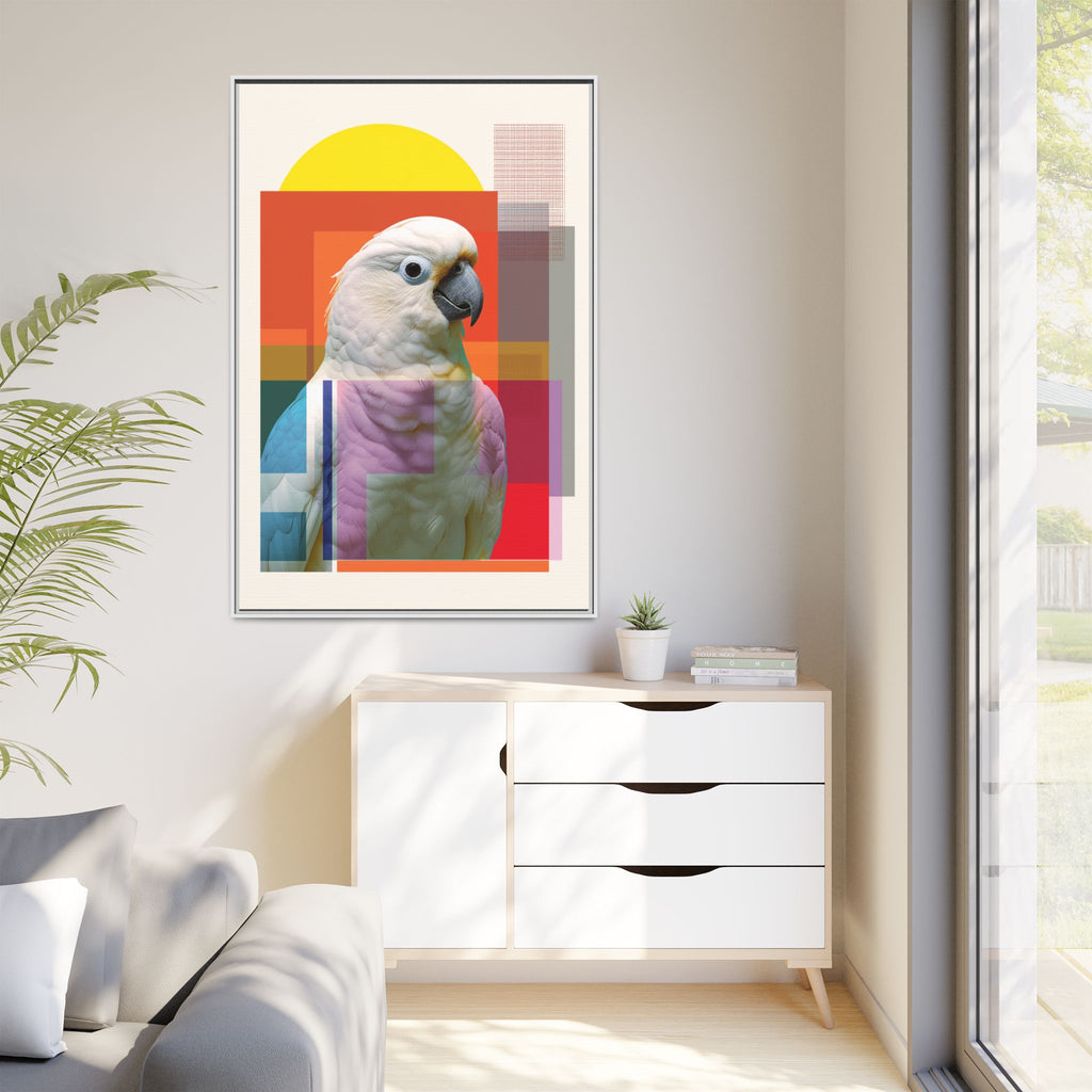 Cockatoo Chromatics Framed Print: Geometric Wildlife Portrait, Contemporary Art Print   |  Personalized & Custom Orders Available