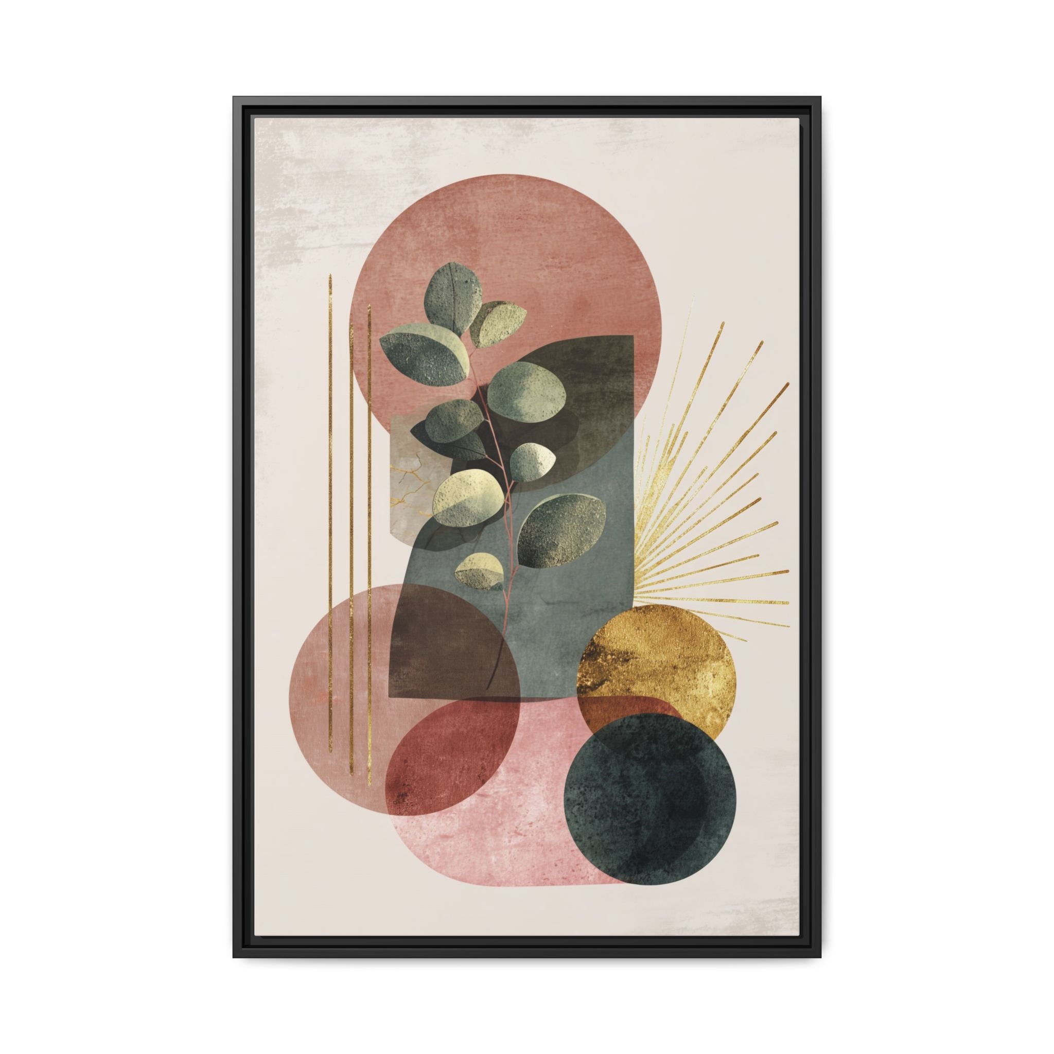 Botanical Geometric Symphony: Eucalyptus Harmony, Metallic Intersections, Modern Earth Tones   |   Custom Orders Accepted