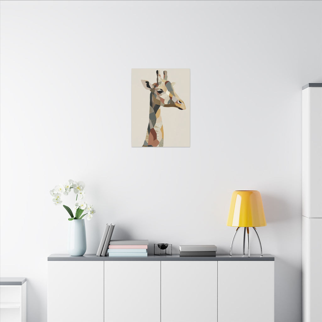 Geometric Giraffe: Modern Wildlife Art, Abstract Mosaic Portrait, Minimalist Earthtone Design   |  Personalized & Custom Orders Available