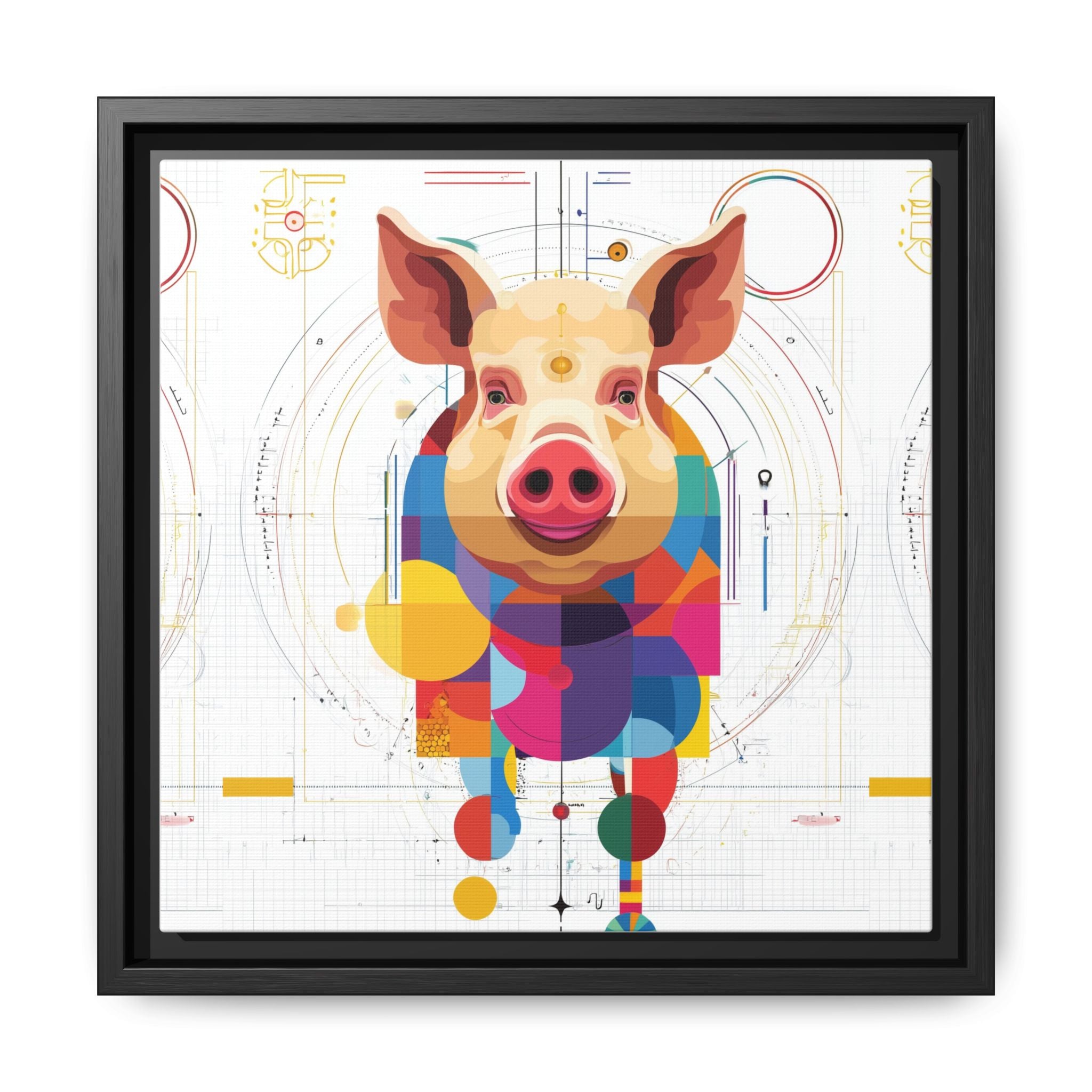 Geometric Pig: Digital Cubist Portrait, Mathematical Animal Abstraction   |    Custom Orders Available