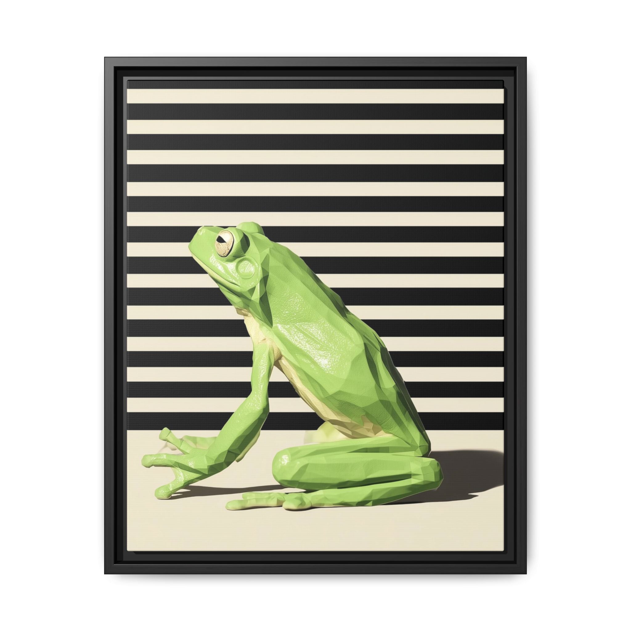 Geometric Frog Framed Print : Low-Poly Amphibian Design, Contemporary Minimalist Art   |  Personalized & Custom Orders Available