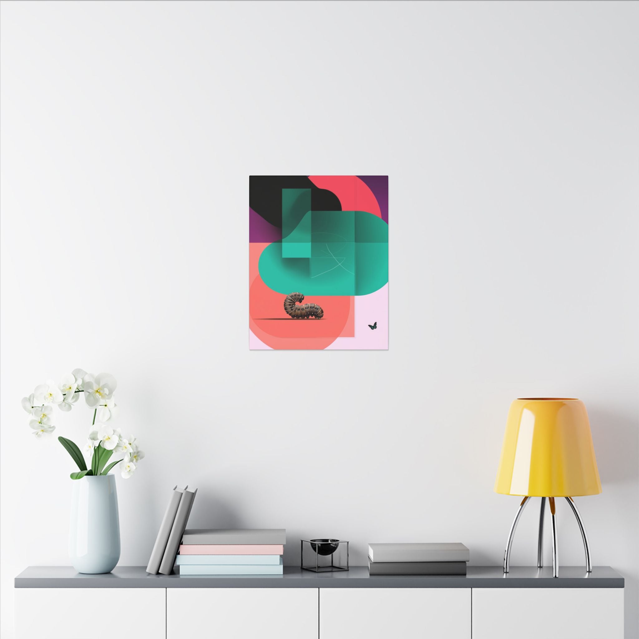 Metamorphosis in Geometry: Abstract Caterpillar Design, Geometric Color Study   |    Custom Orders Available