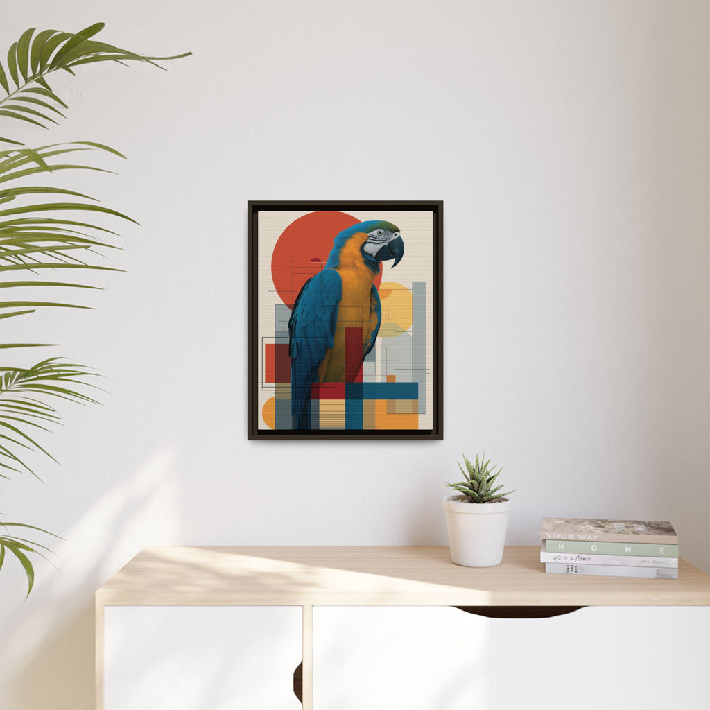 Vibrant Macaw Geometric Framed Print: Avian Realism, Modern Abstract Composition   |  Personalized & Custom Orders Available