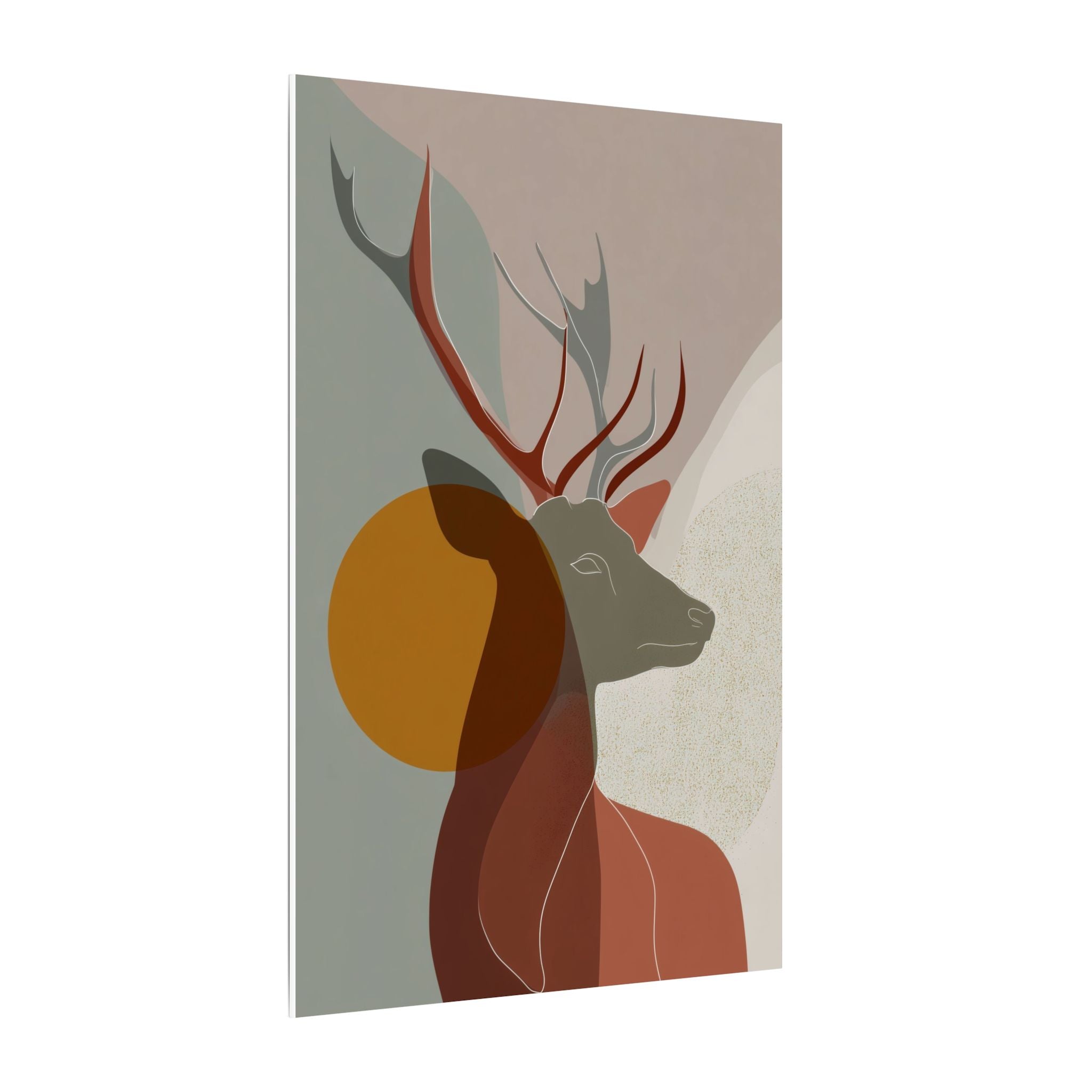 Majestic Deer in Abstraction: Minimalist Geometric Design, Earthy Tones, Mid-Century Modern Art   |  Personalized & Custom Orders Available