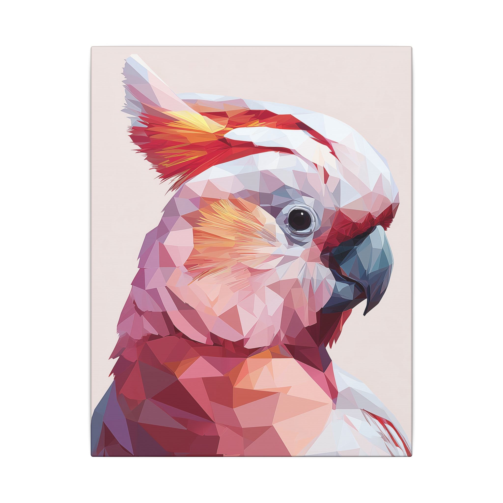 Polygonal Parrot: Low-Poly Digital Art, Geometric Cockatoo Portrait   |    Custom Orders Available