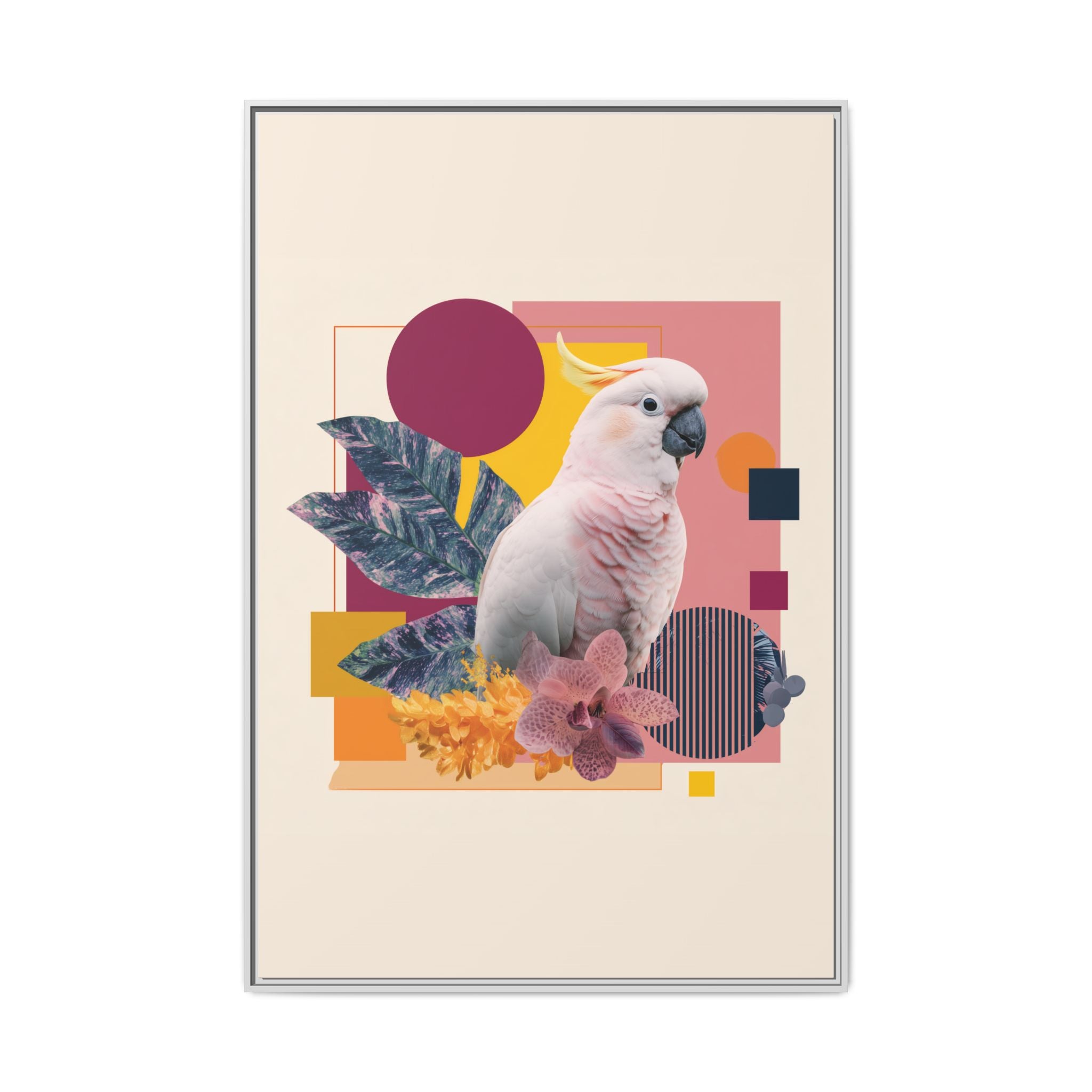 Cockatoo in Geometric Paradise: Tropical Avian Design, Modern Abstract Art   |    Custom Orders Available