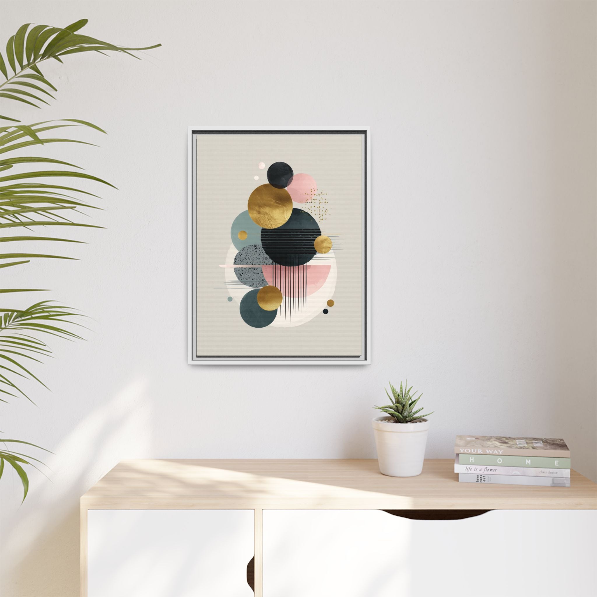 Geometric Harmony: Intersecting Circles, Mid-Century Modern Design, Abstract Metallic Composition   |   Custom Orders Accepted