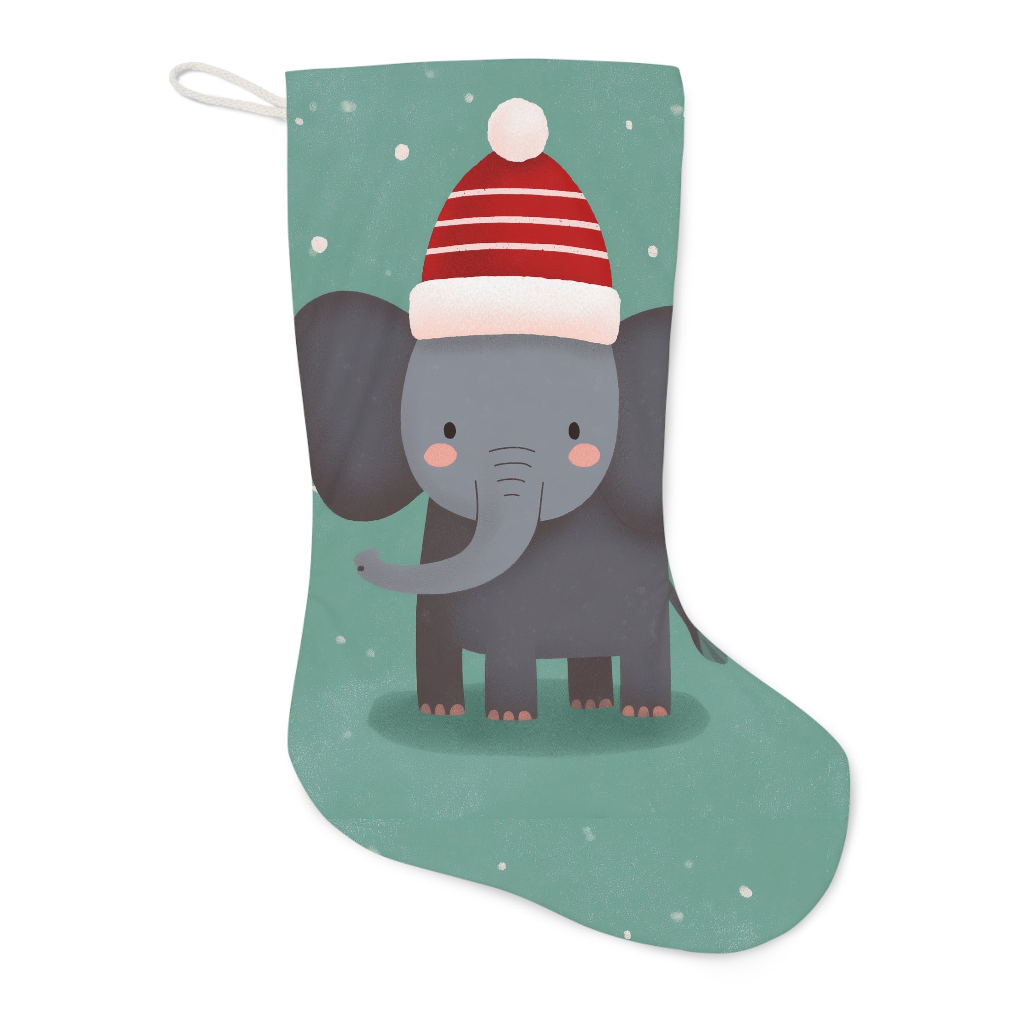 Whimsical Elephant Christmas Stocking, Cute Holiday Decor, Kids Room, Festive Gift, Christmas Decoration