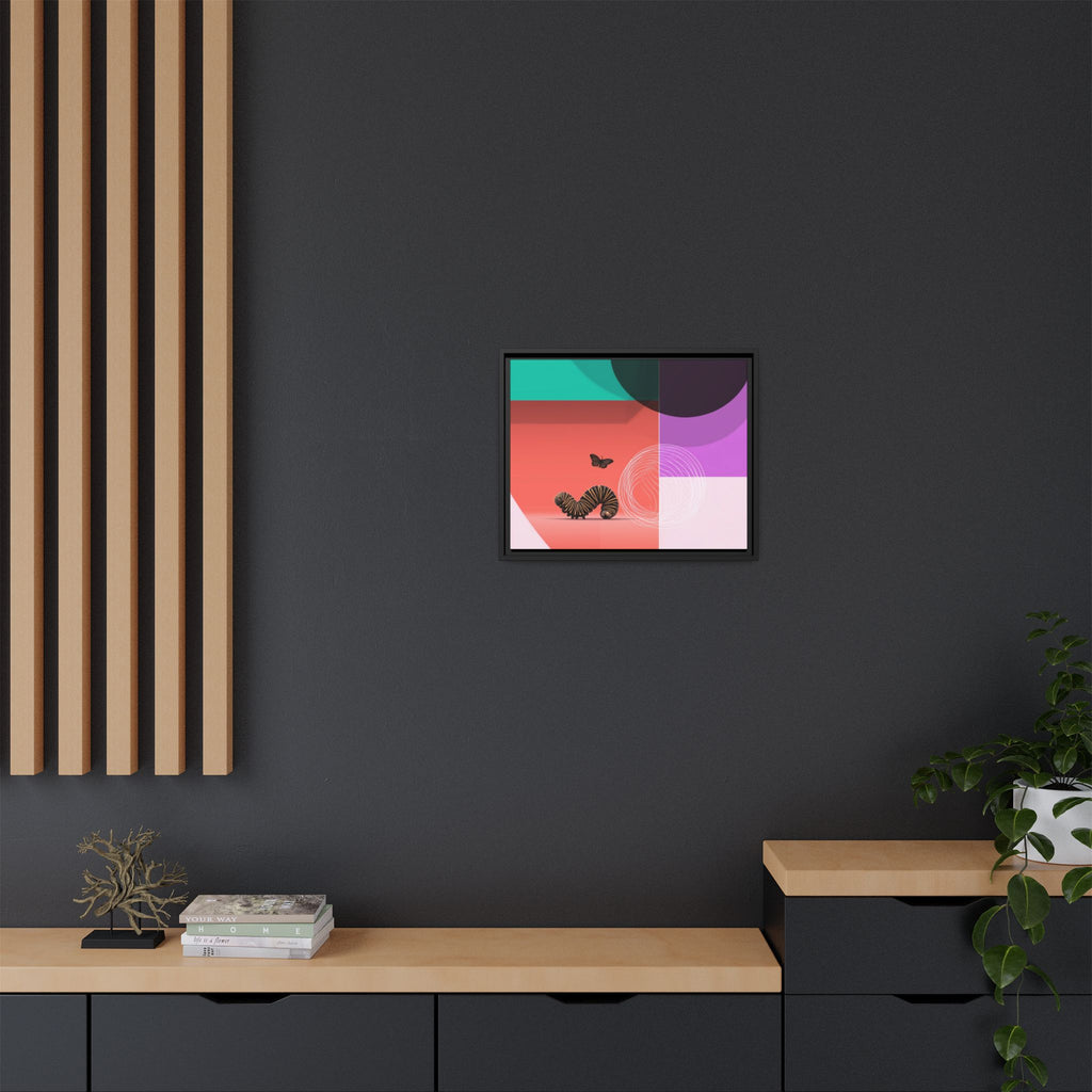 Striped Caterpillar and Butterfly Framed Print , Mid-Century Modern Color Blocks   |  Personalized & Custom Orders Available