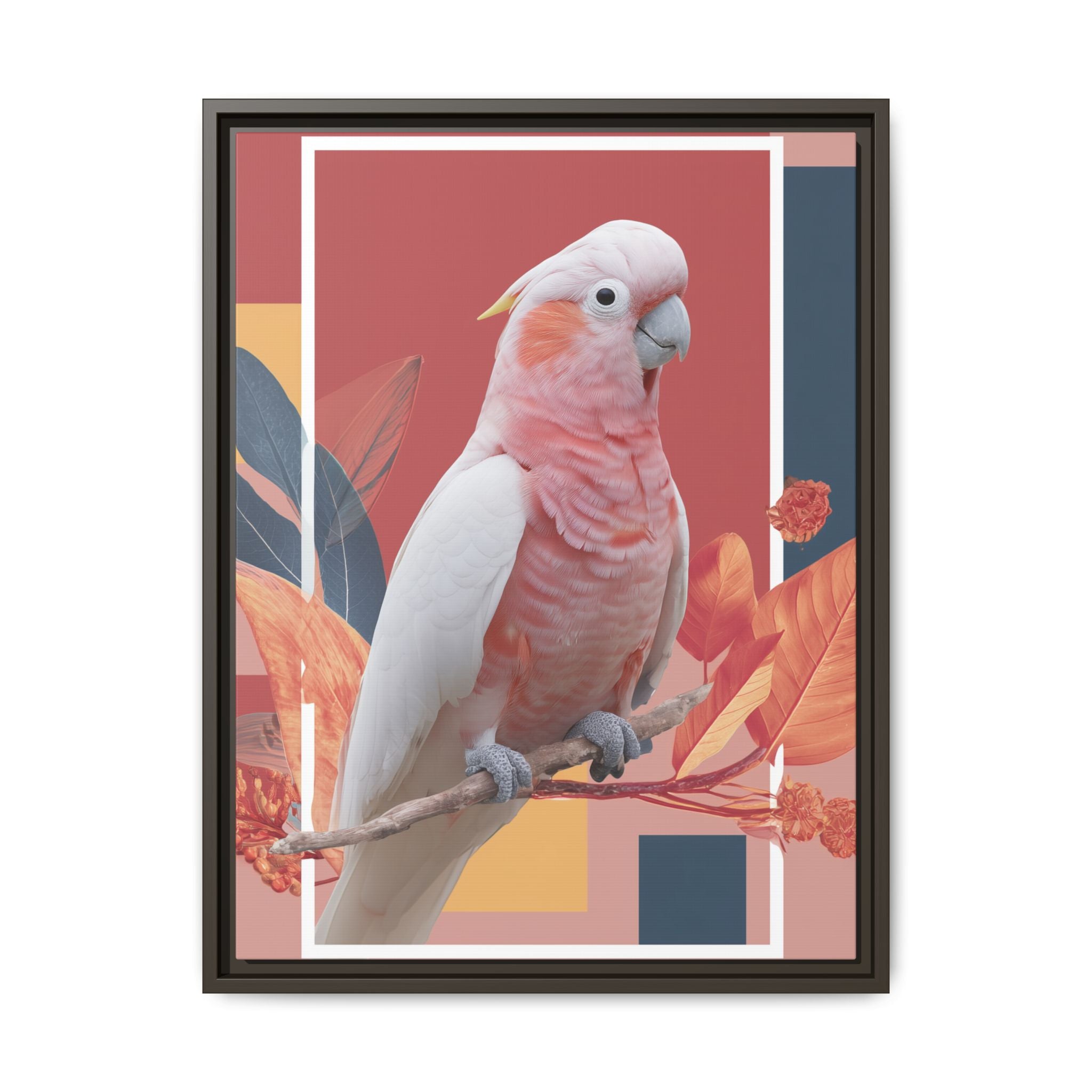 Framed Print: Cockatoo in Contemporary Geometric Style, Modern Avian Art Collection   |  Personalized & Custom Orders Available