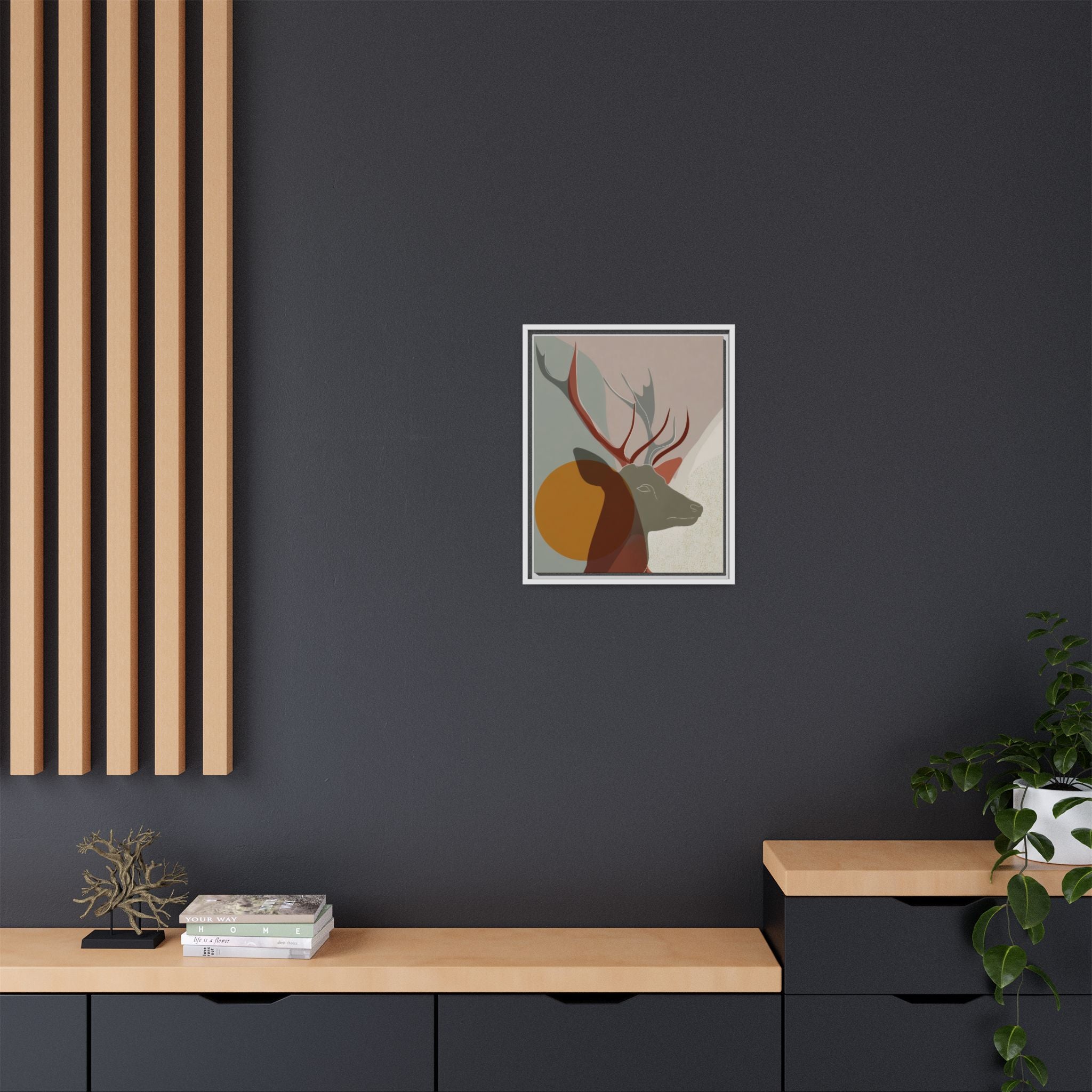 Rustic Reverie Framed Print : Minimalist Deer Profile, Contemporary Graphic Art Print   |  Personalized & Custom Orders Available