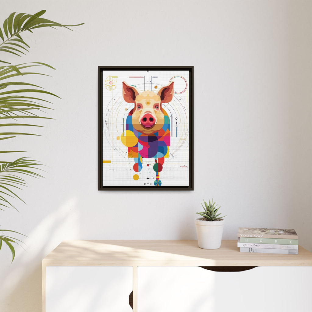 Geometric Pig: Digital Cubist Portrait, Mathematical Animal Abstraction   |    Custom Orders Available
