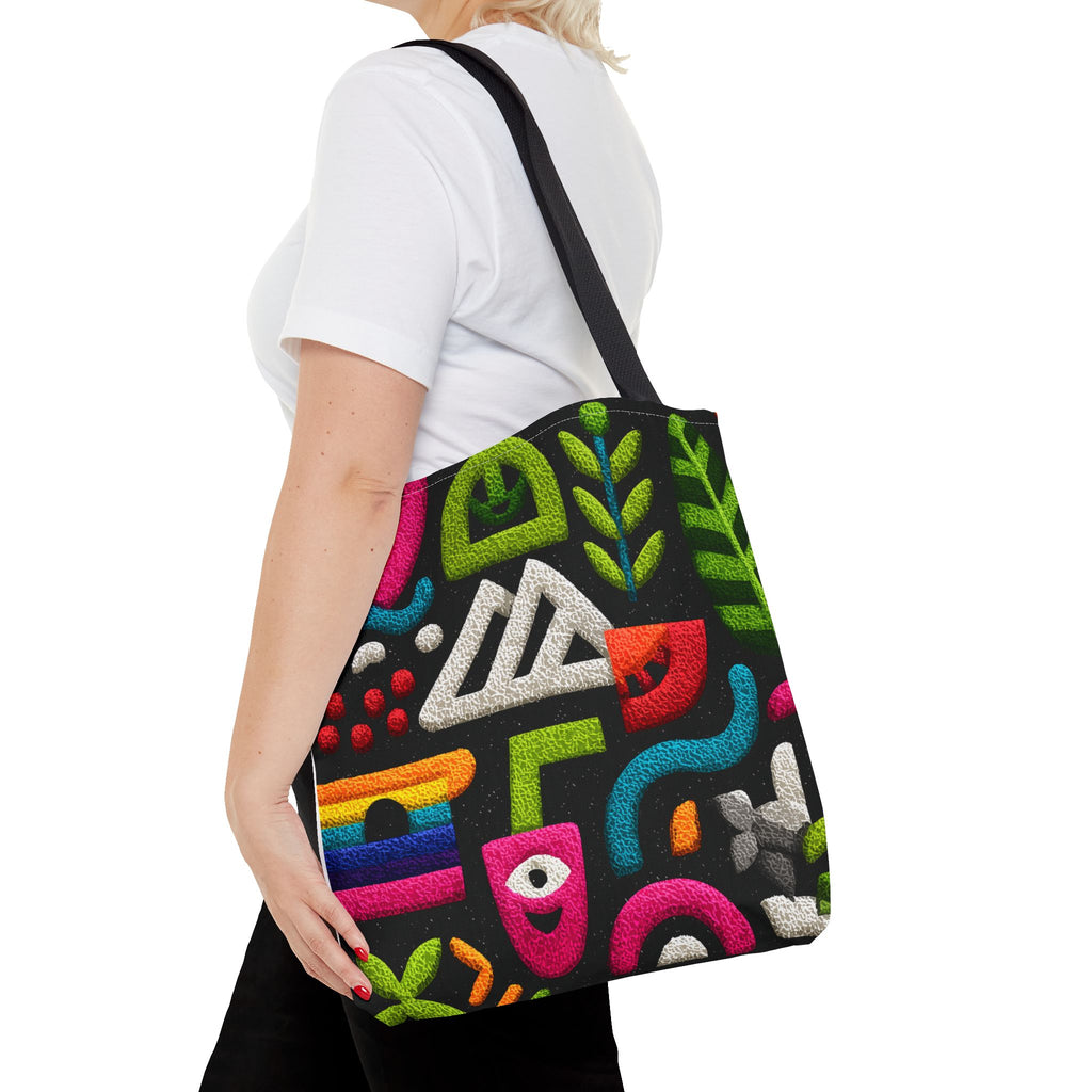 Colorful AOP Tote Bag, Vibrant Art Tote, Eco-Friendly Shopping Bag, Trendy Beach Bag, Unique Gift for Art Lovers