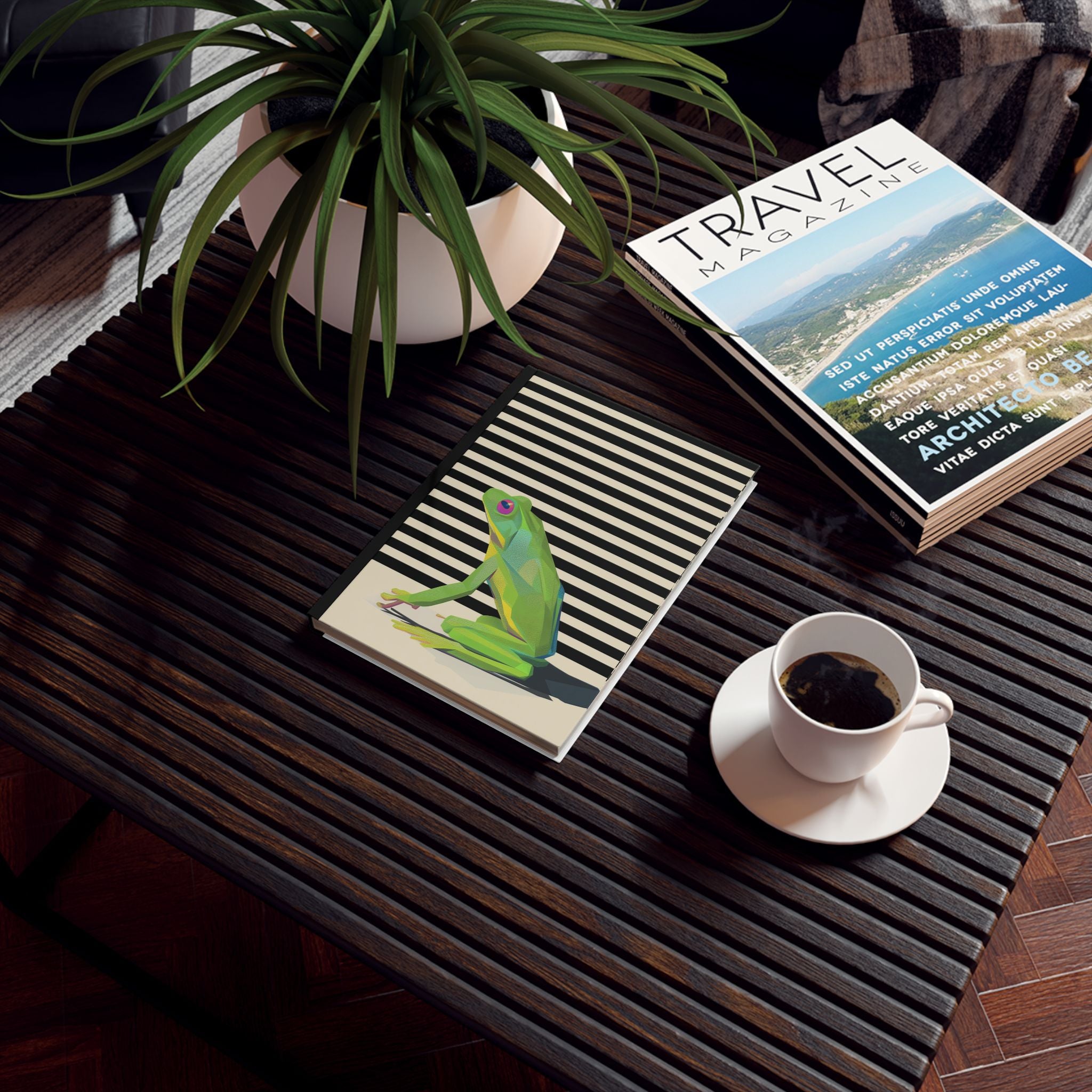 Personalized Geometric Frog Portrait Journal, Modern Minimalist Illustration Personalized Journal   |     Custom Orders Accepted