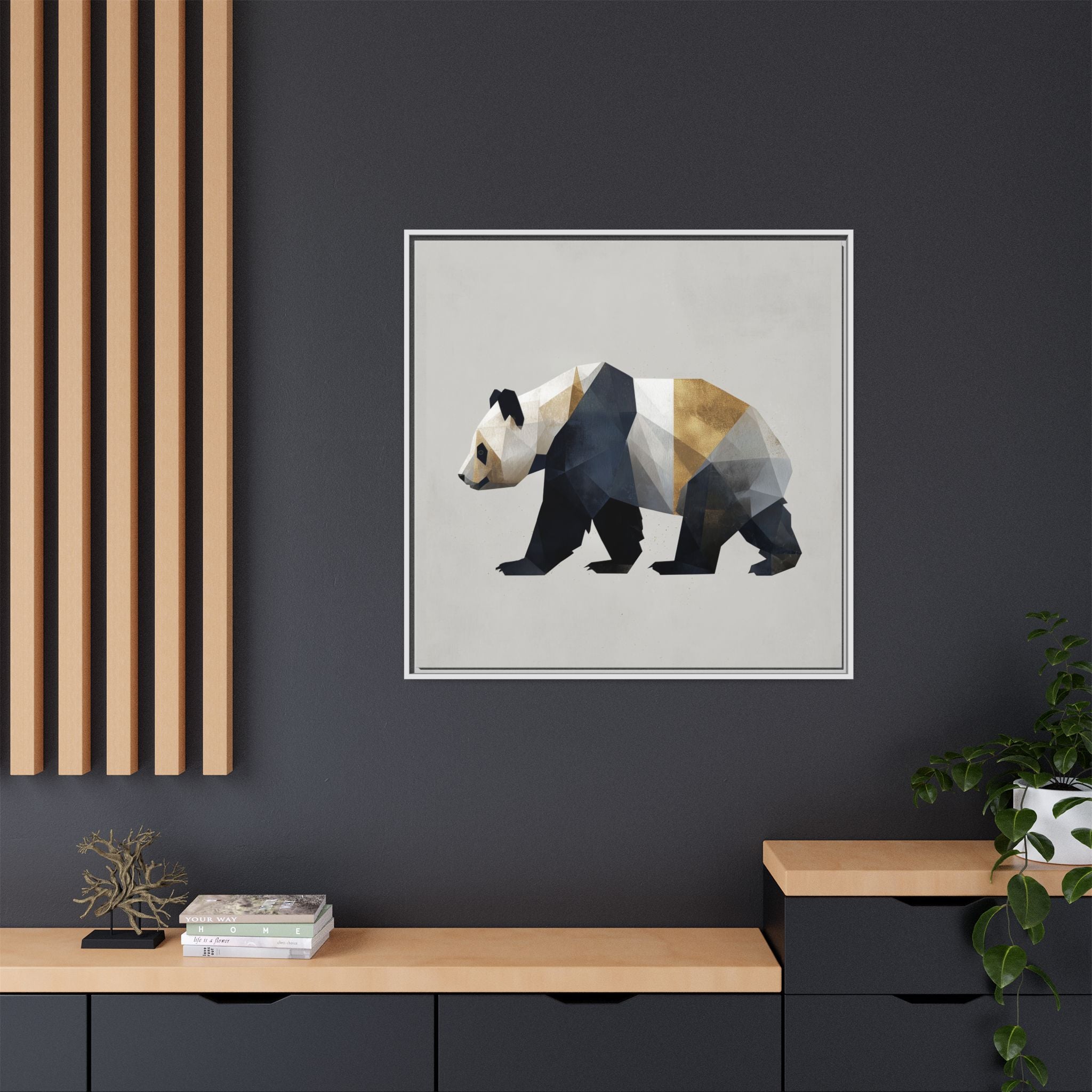 Geometric Panda: Low-Poly Digital Art, Metallic Contemporary Design   |  Personalized & Custom Orders Available