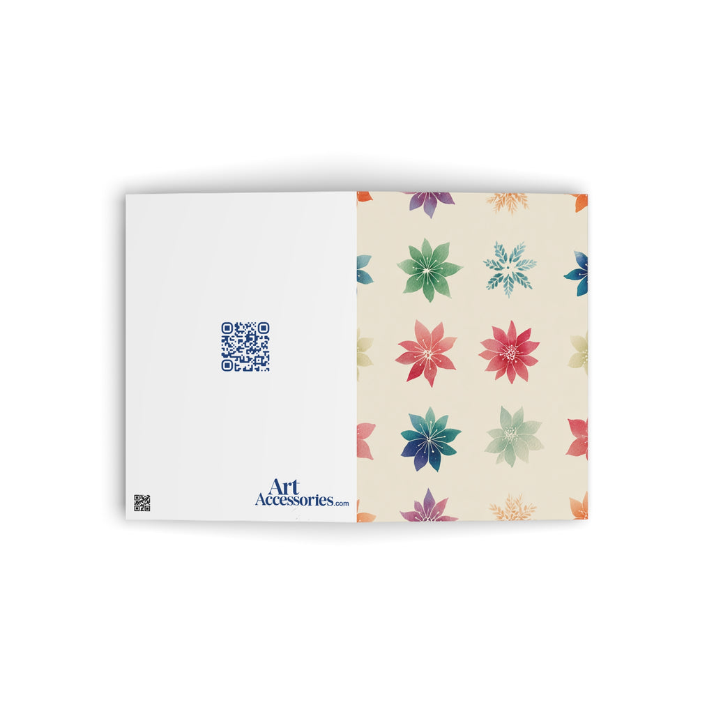 Floral Snowflake Pattern Greeting Card — Colorful Holiday Card