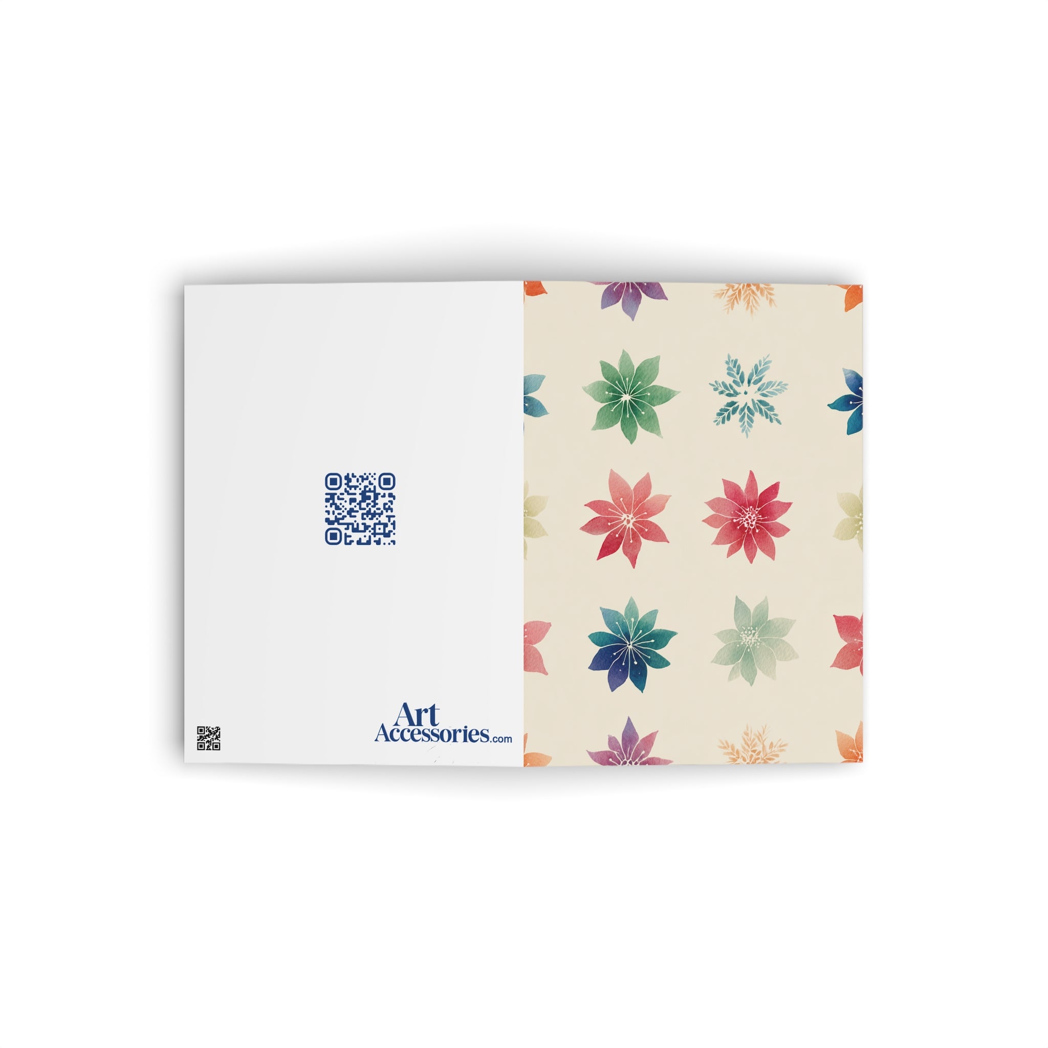 Floral Snowflake Pattern Greeting Card — Colorful Holiday Card
