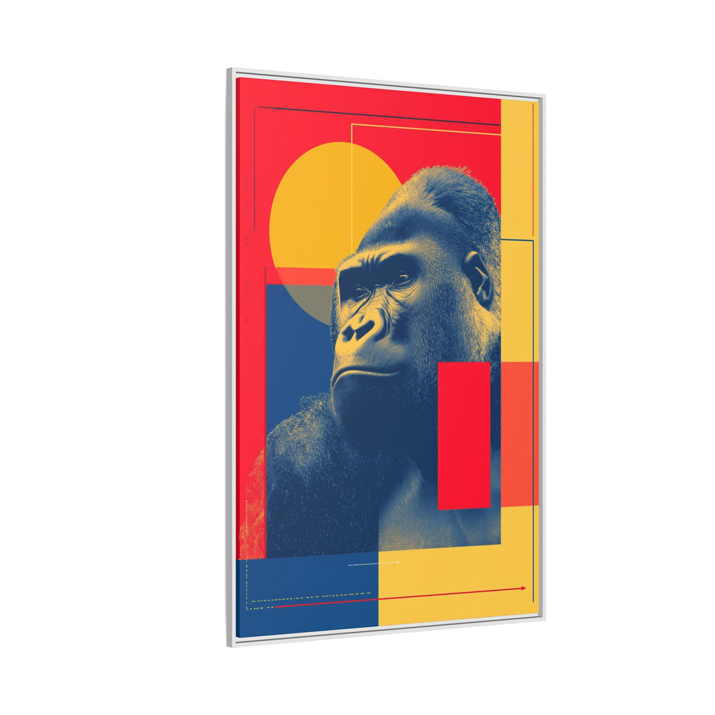 Primal Geometry: Gorilla Portrait in Blue and Yellow, Pop Art Graphic Design   |  Personalized & Custom Orders Available