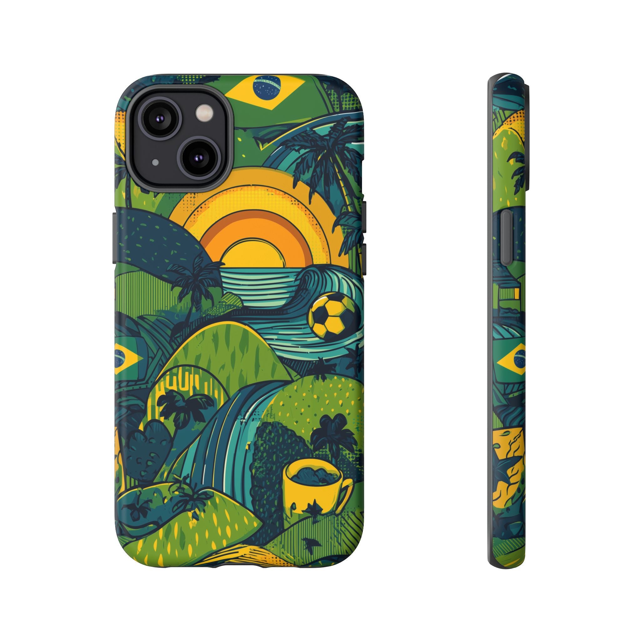 Brazil Tough Cases: Sporty Tropical Phone Case, Fun Beach Vibe Phone Accessory, Summer Travel Gift, Colorful Phone Cover, Casual Style Tech