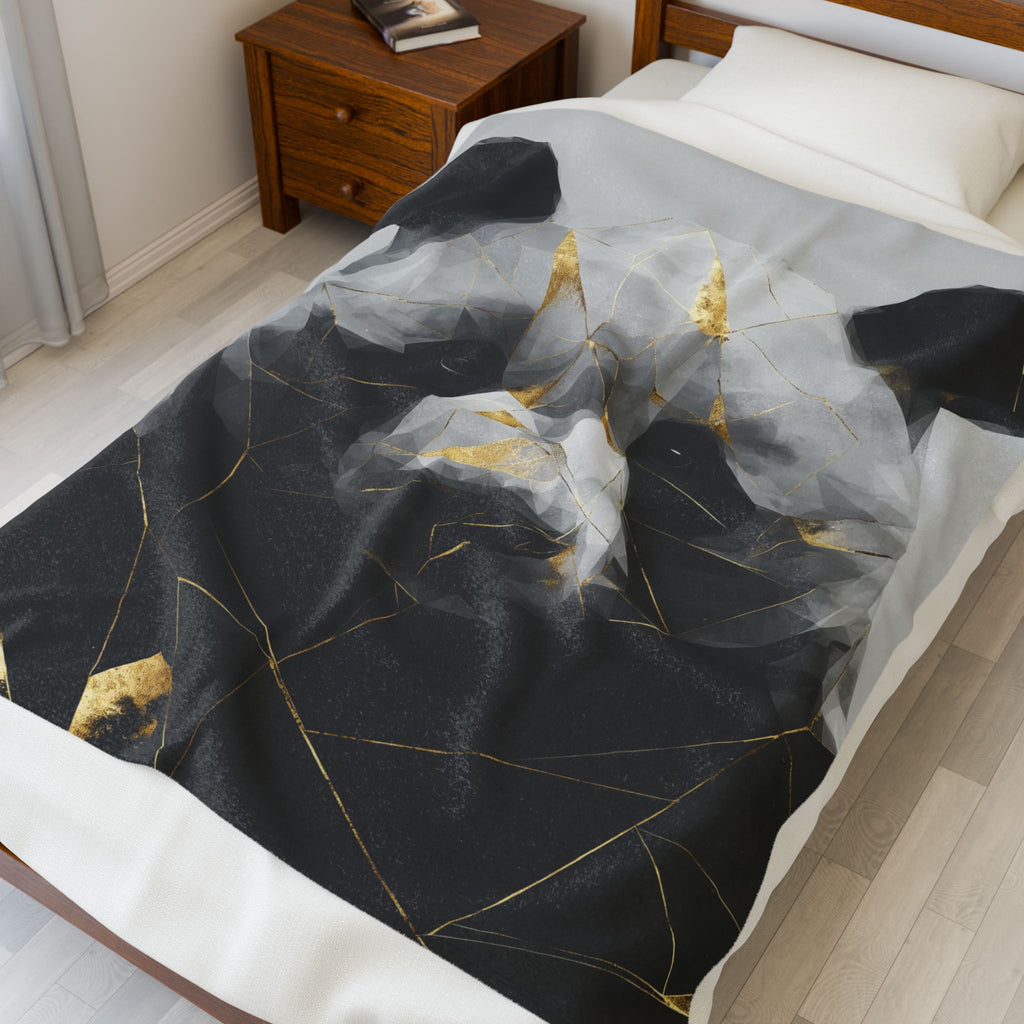 Fractured Panda Blanket: Geometric Digital Art, Polygonal Wildlife, Modern Metallic Rendering   |  Personalized & Custom Orders Available