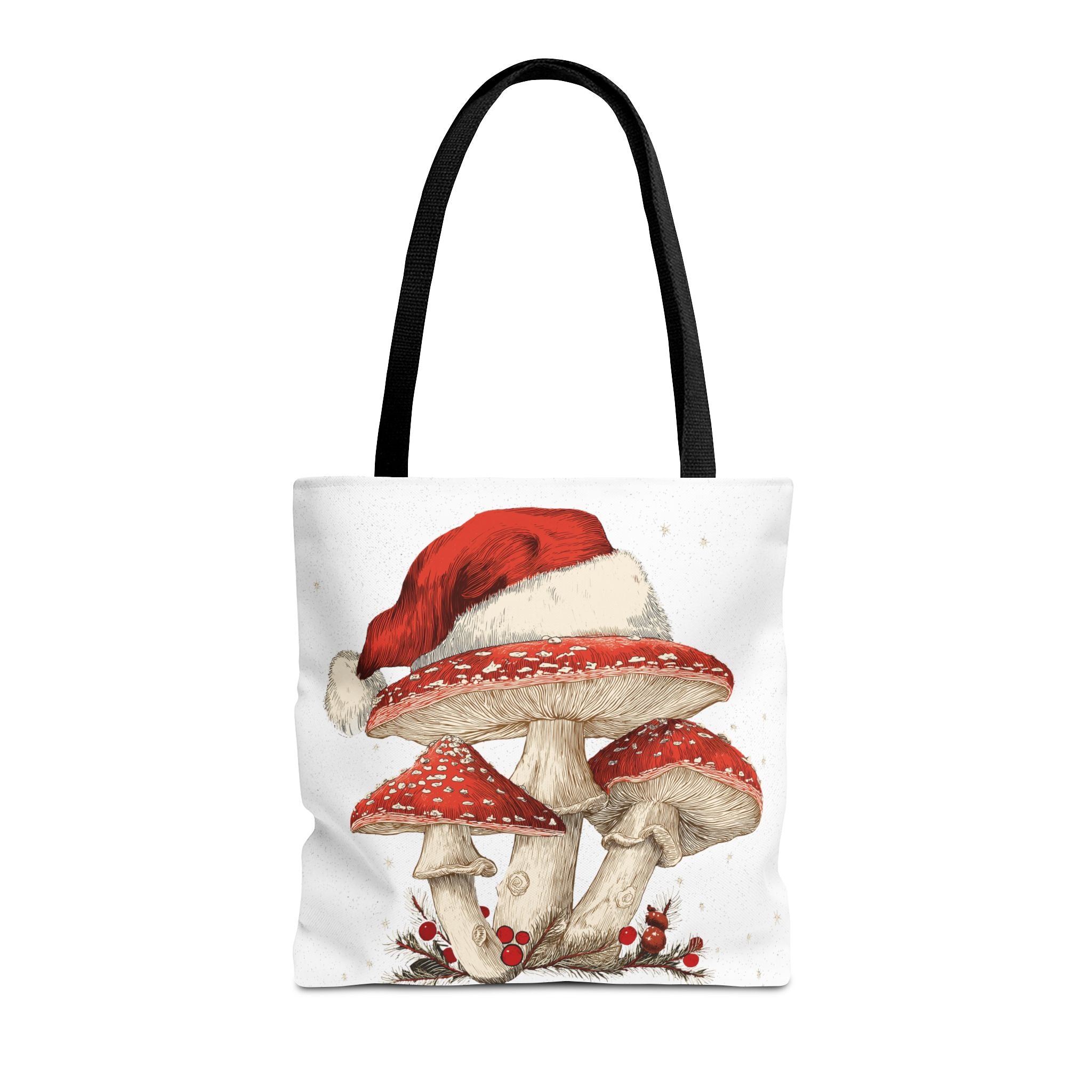 Whimsical Mushroom Christmas Tote Bag (AOP)  |  Stoner Gifts , Magic Mushrooms