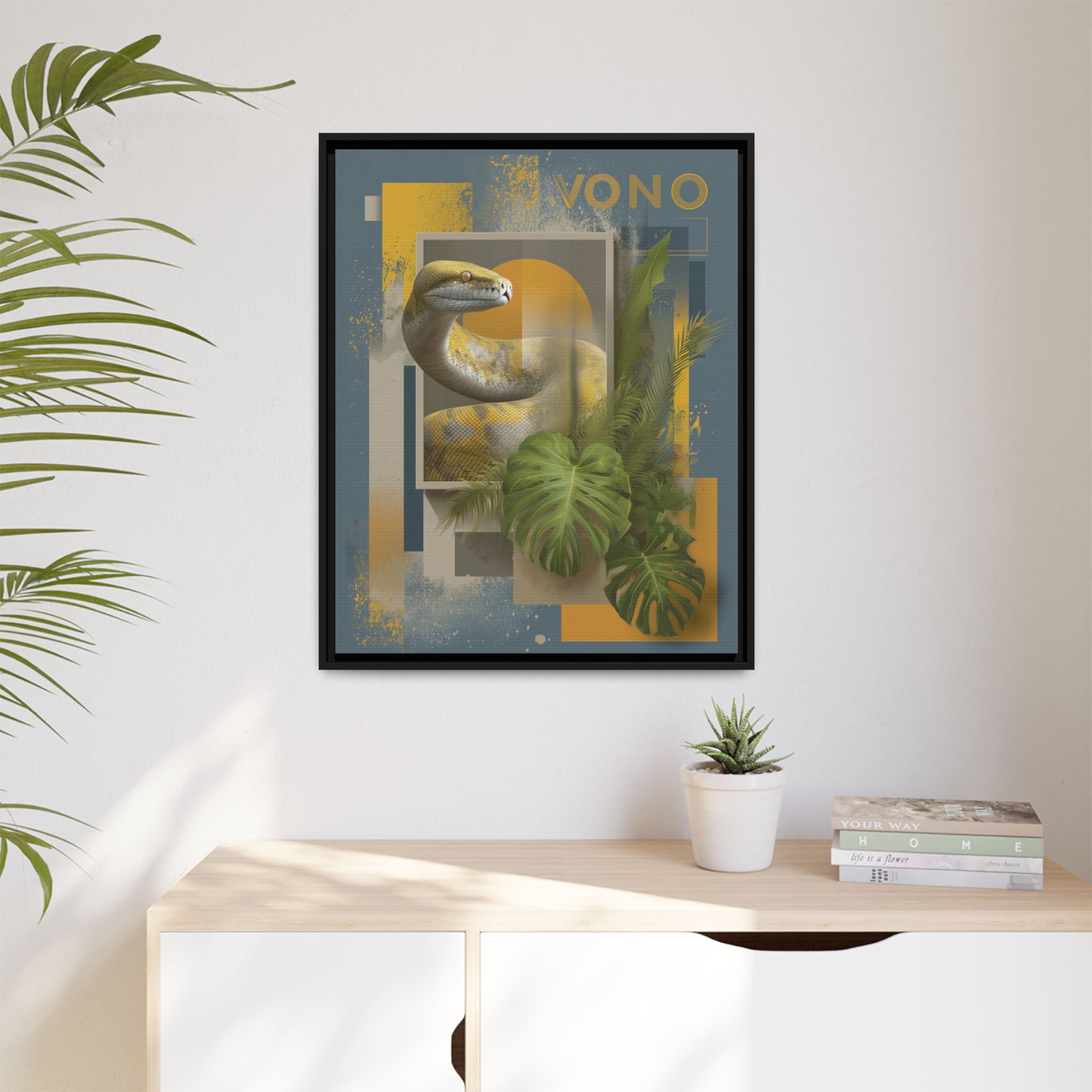 Serpent of Geometric Dimensions: Tropical Vono Design, Abstract Wildlife Art   |  Personalized & Custom Orders Available
