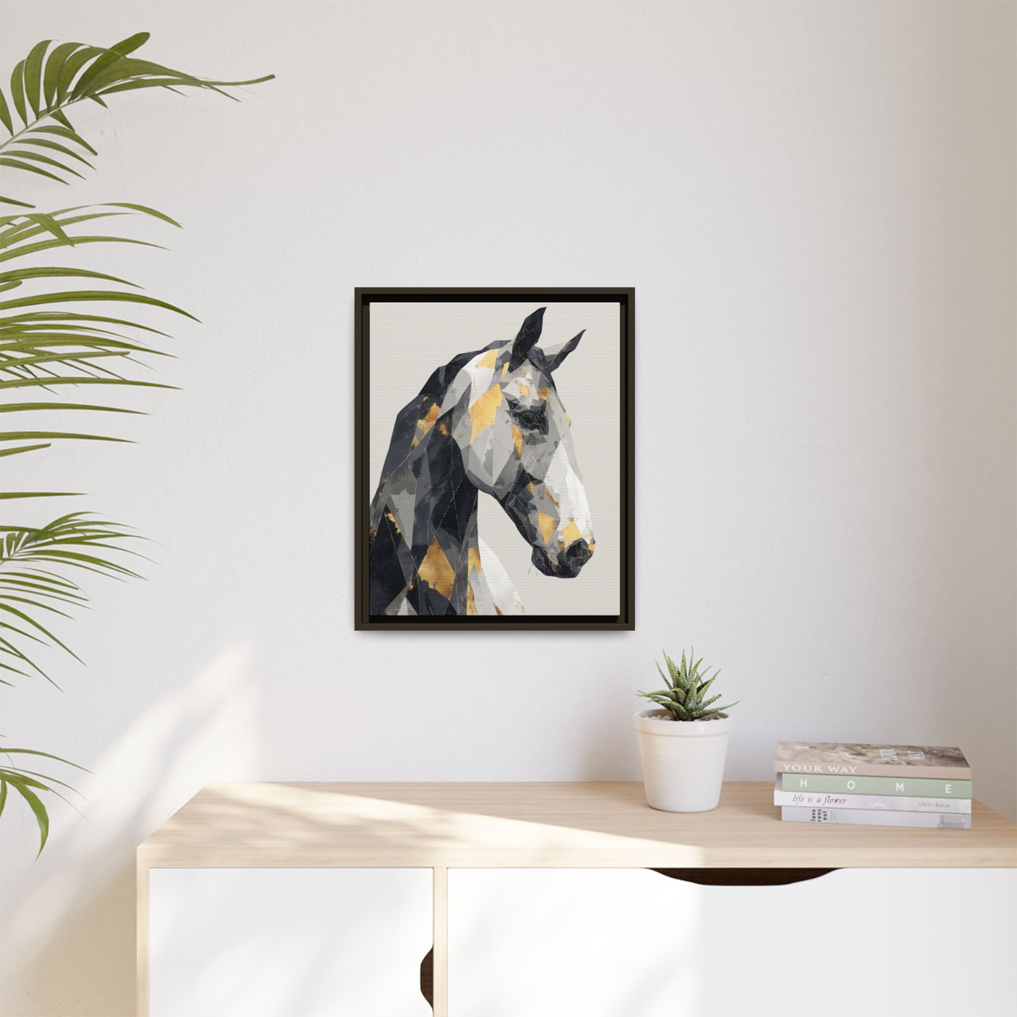 Equine Geometrica: Contemporary Cubist Horse, Metallic Abstract Portrait   |  Personalized & Custom Orders Available