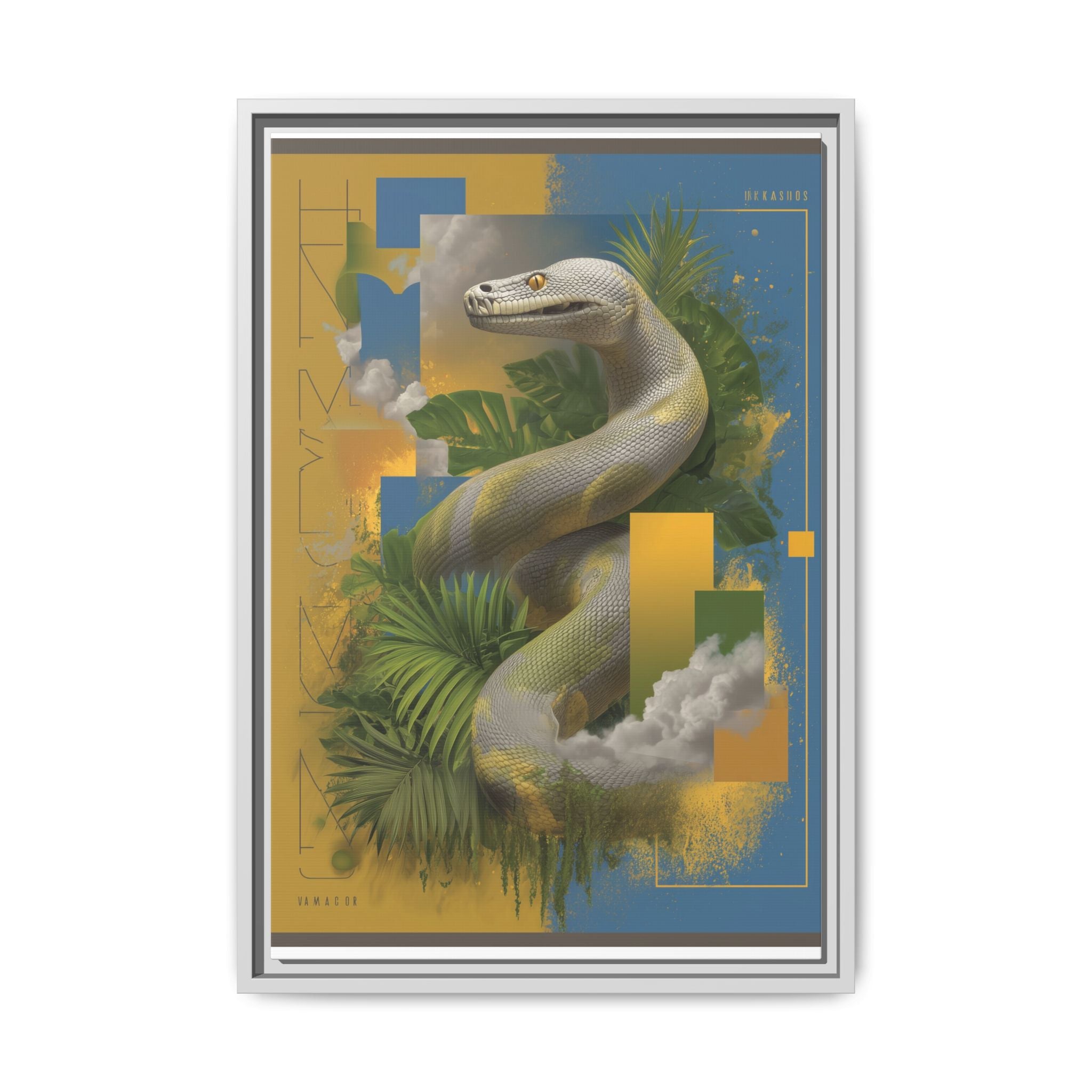 Serpent of Surreal Geometries: Tropical Hyperrealism, Digital Snake Illustration   |    Custom Orders Available