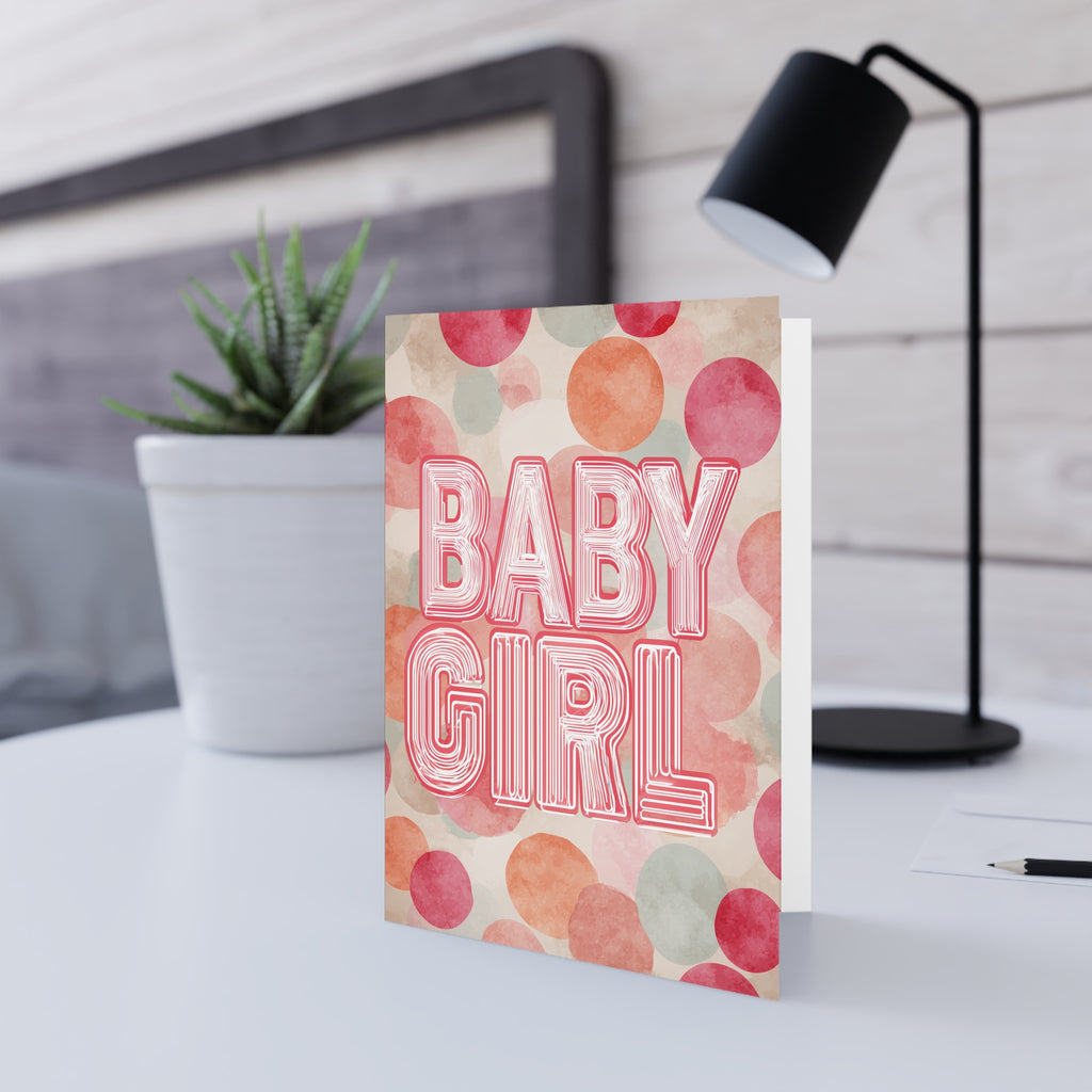 Baby Girl Greeting Card — Pink Polka Dot Newborn Congratulations Card