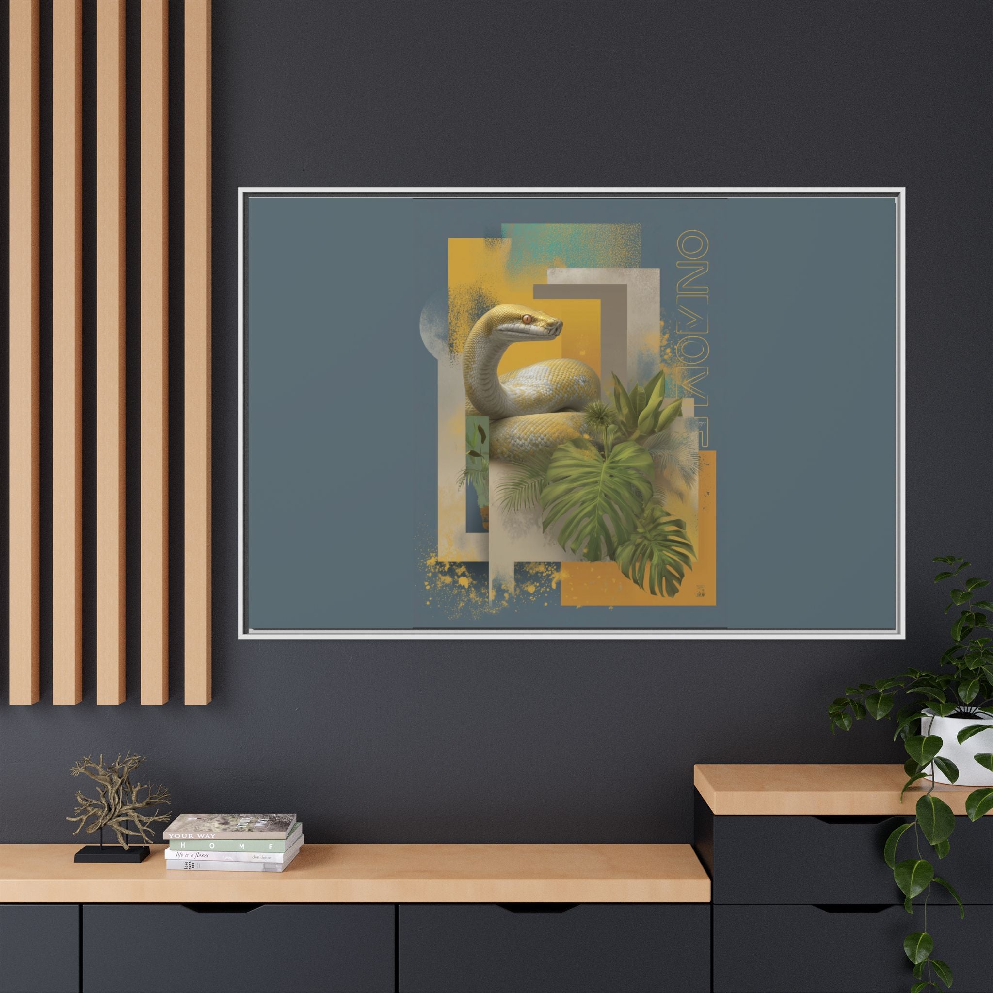 Serpent in Geometry: Tropical Albino Snake Portrait, Modern Botanical Illustration   |    Custom Orders Available