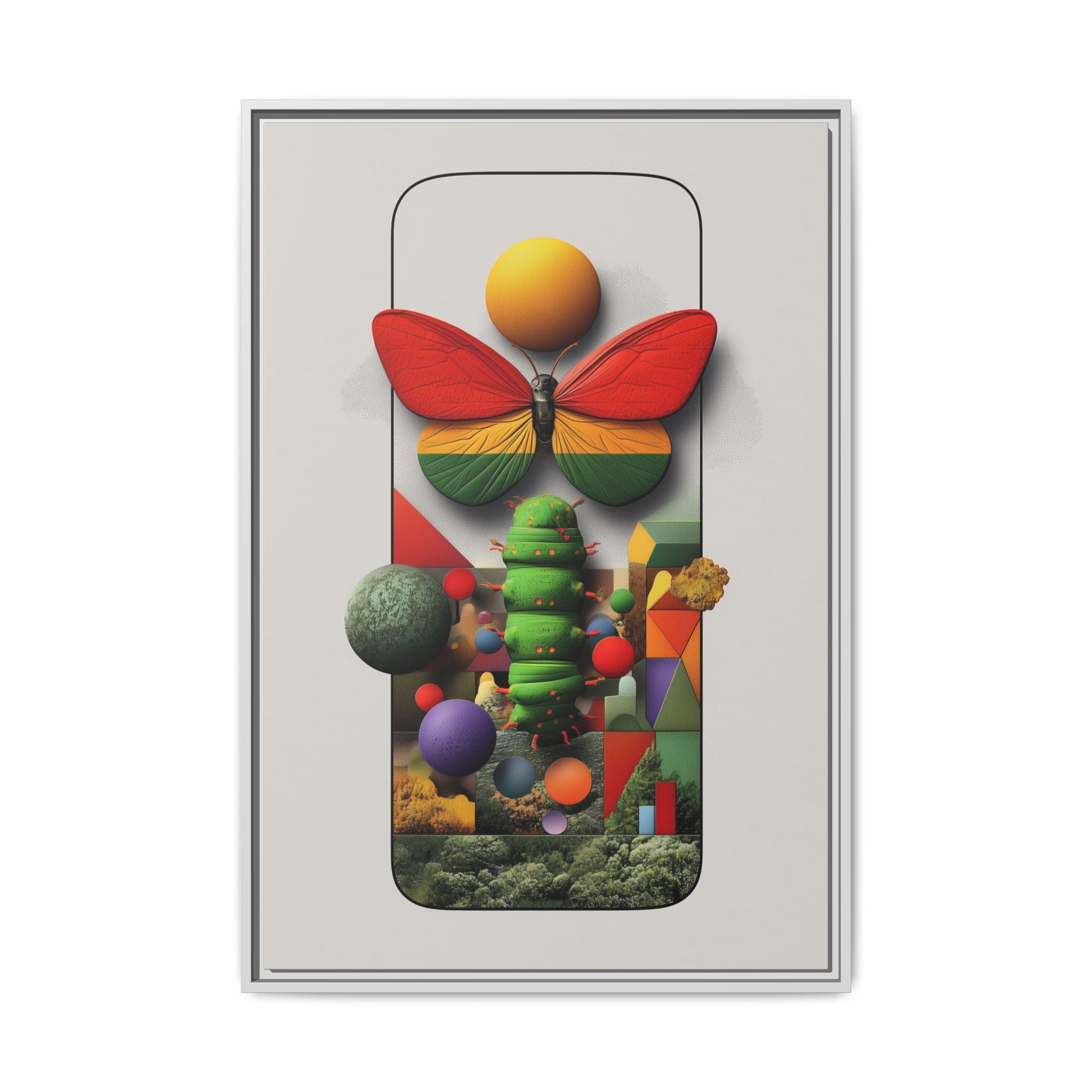 Metamorphosis Framed Print : Geometric Nature Transformation, Vibrant Butterfly Composition   |  Personalized & Custom Orders Available