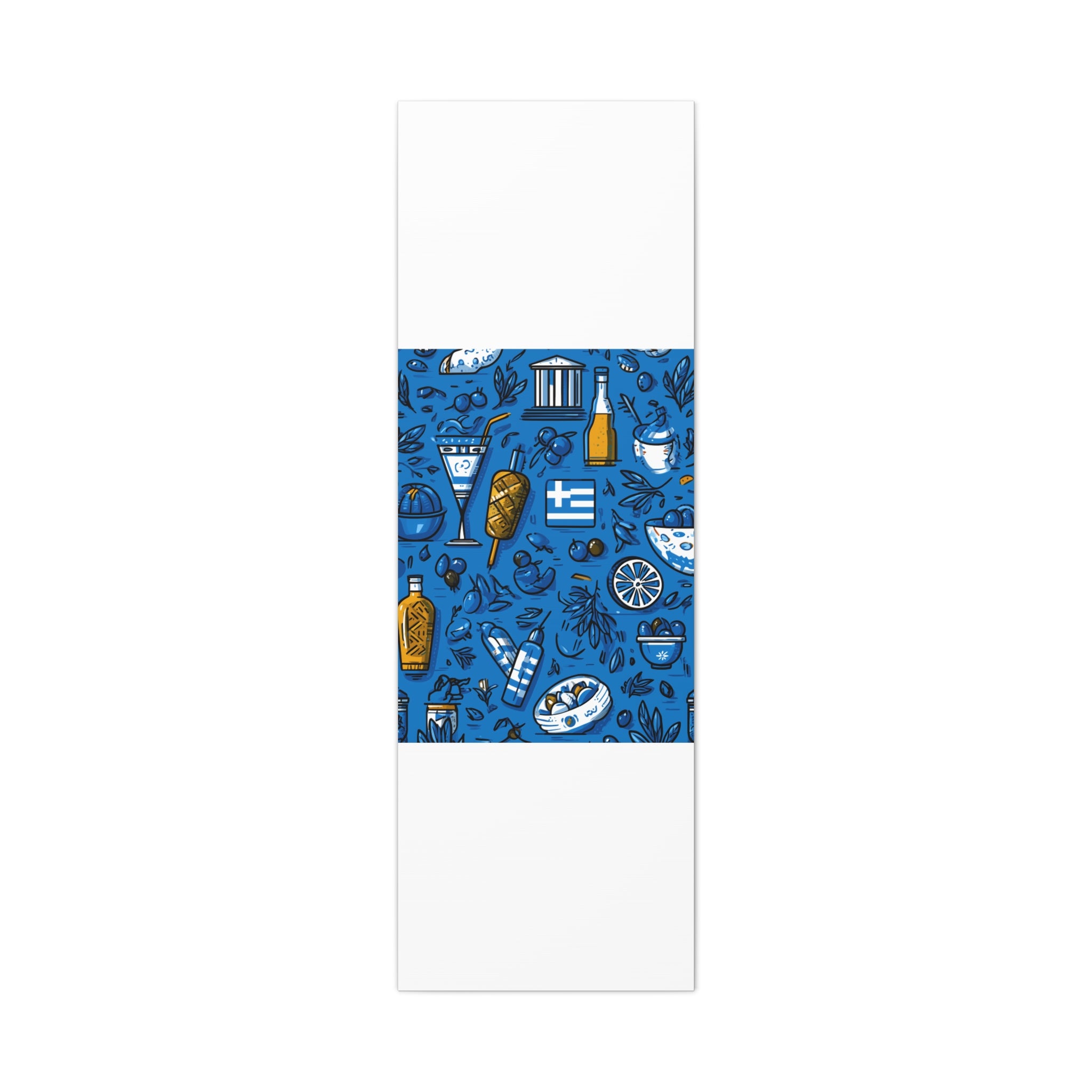 Vibrant Canvas Wall Art, Blue Mediterranean Theme, Kitchen Decor, Greek Party Decor, Olive and Drink Motif