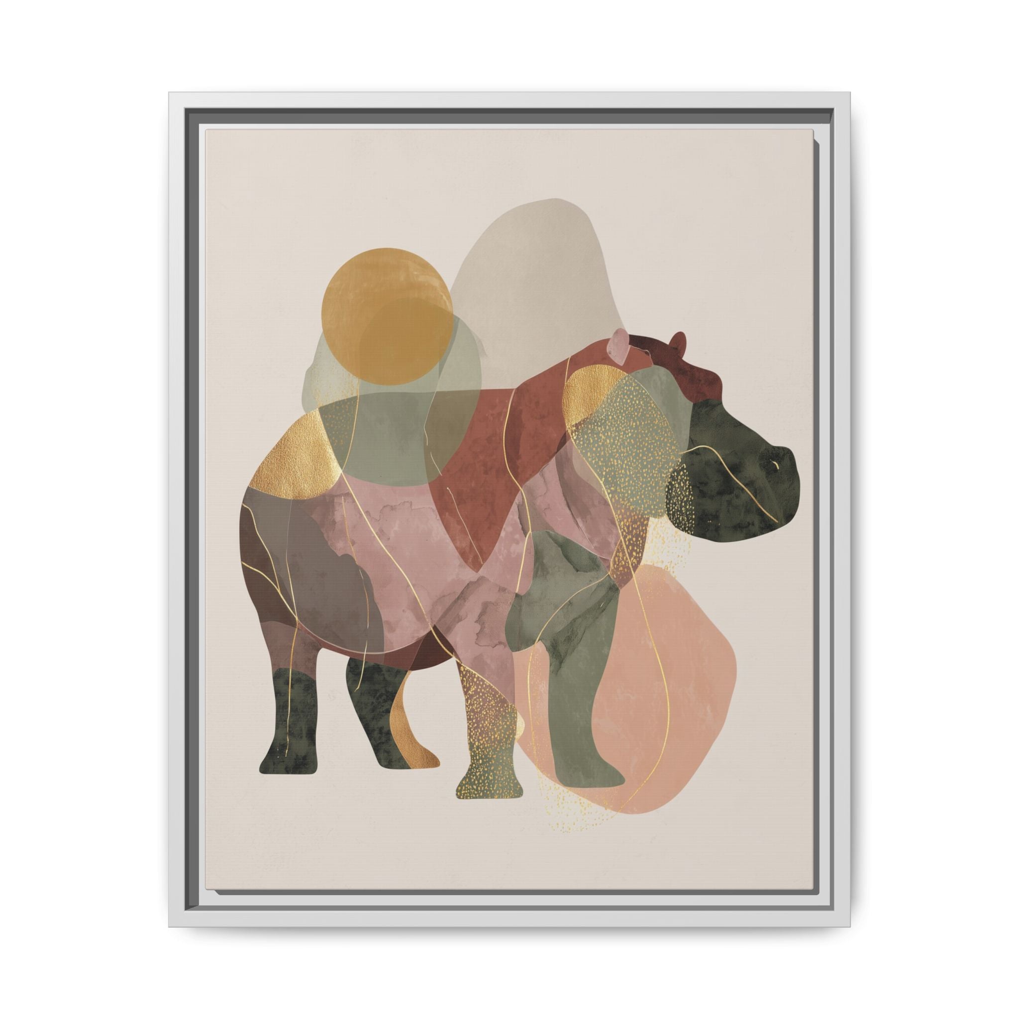 Geometric Hippo: Abstract Animal Art, Modern Watercolor Shapes   |  Personalized & Custom Orders Available