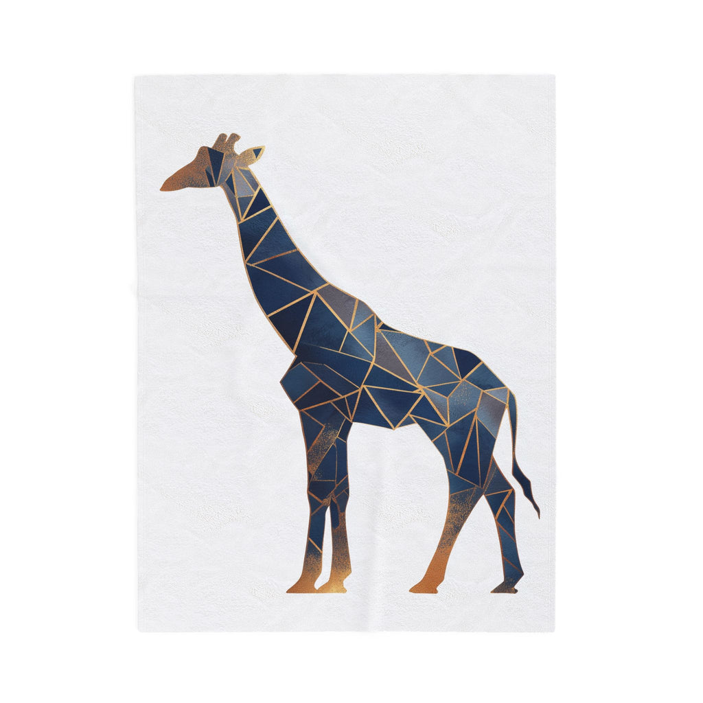 Geometric Giraffe Blanket : Triangular Mosaic, Modern Animal Art, Navy Blue Abstract Silhouette   |  Personalized & Custom Orders Available